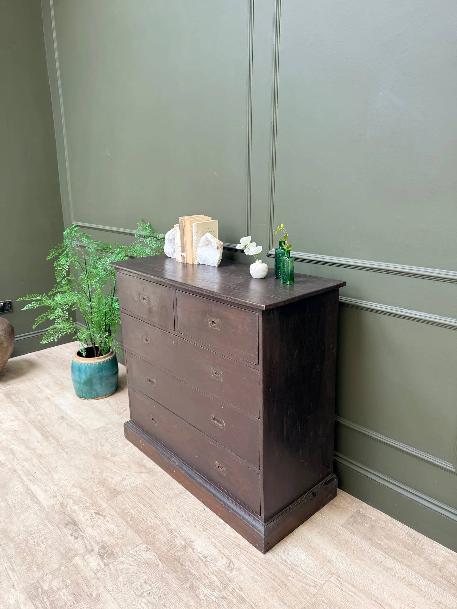 Antique wooden campaign style drawers | Giles - Image 4