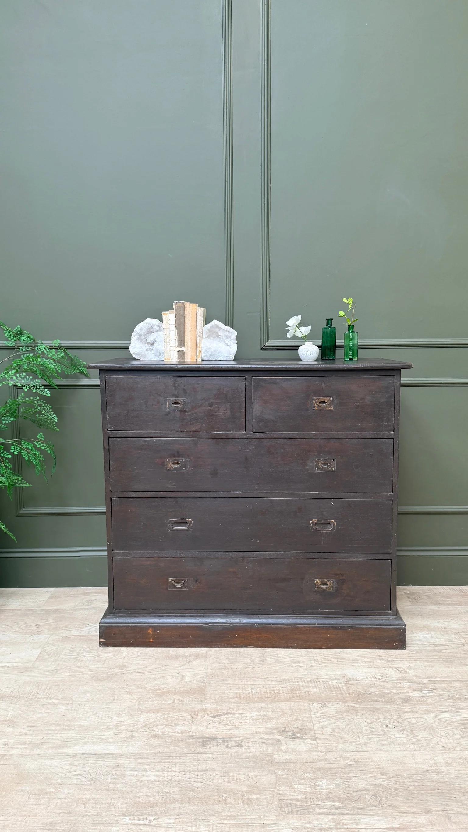 Antique wooden campaign style drawers | Giles - Image 8