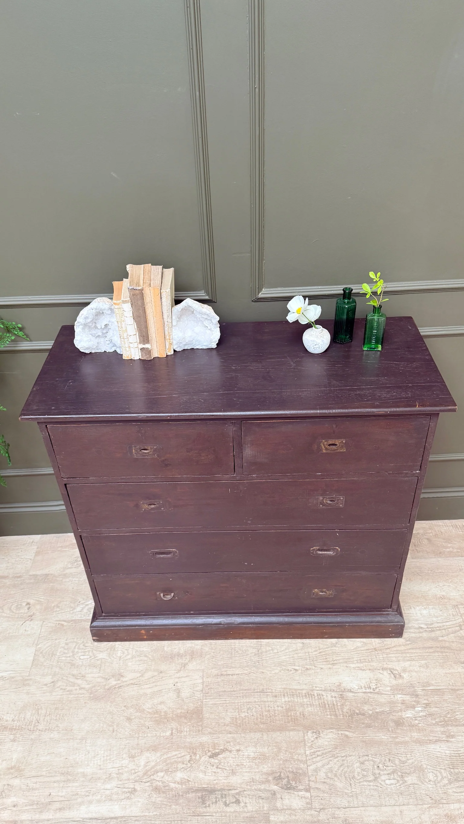Antique wooden campaign style drawers | Giles - Image 9