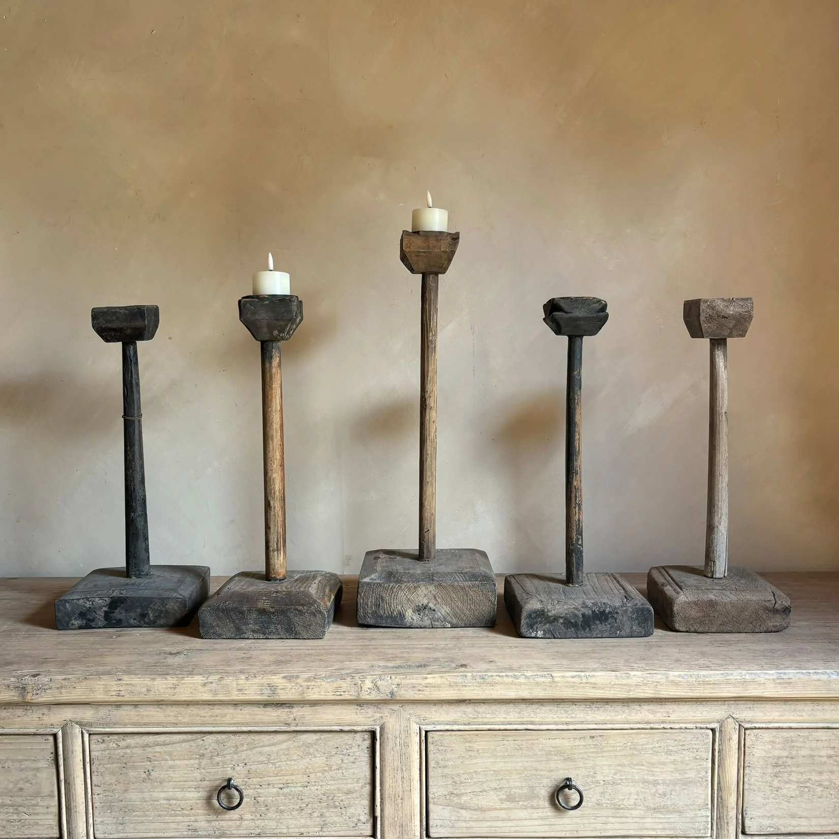 Antique Wooden Candlestick