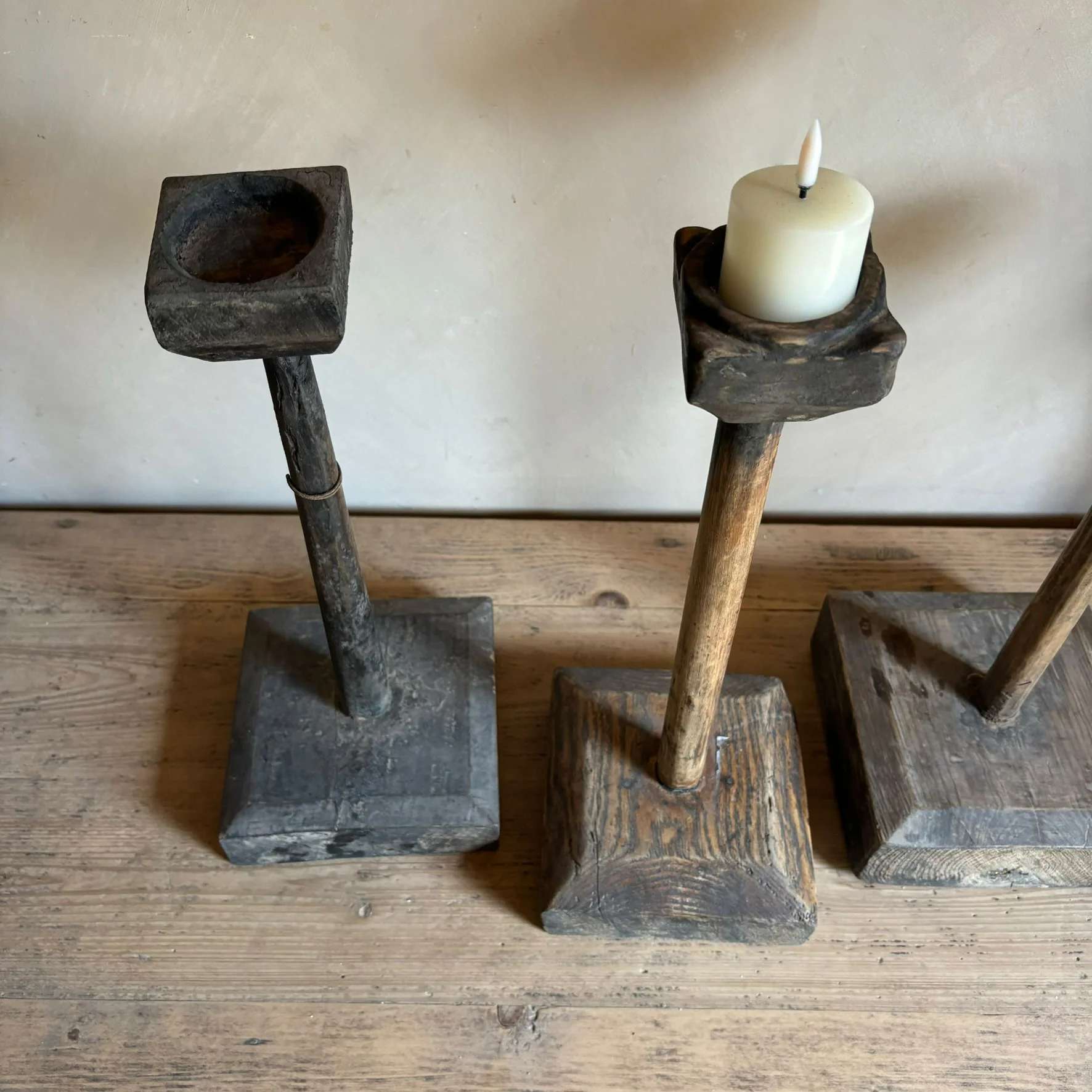 Antique Wooden Candlestick - Image 6