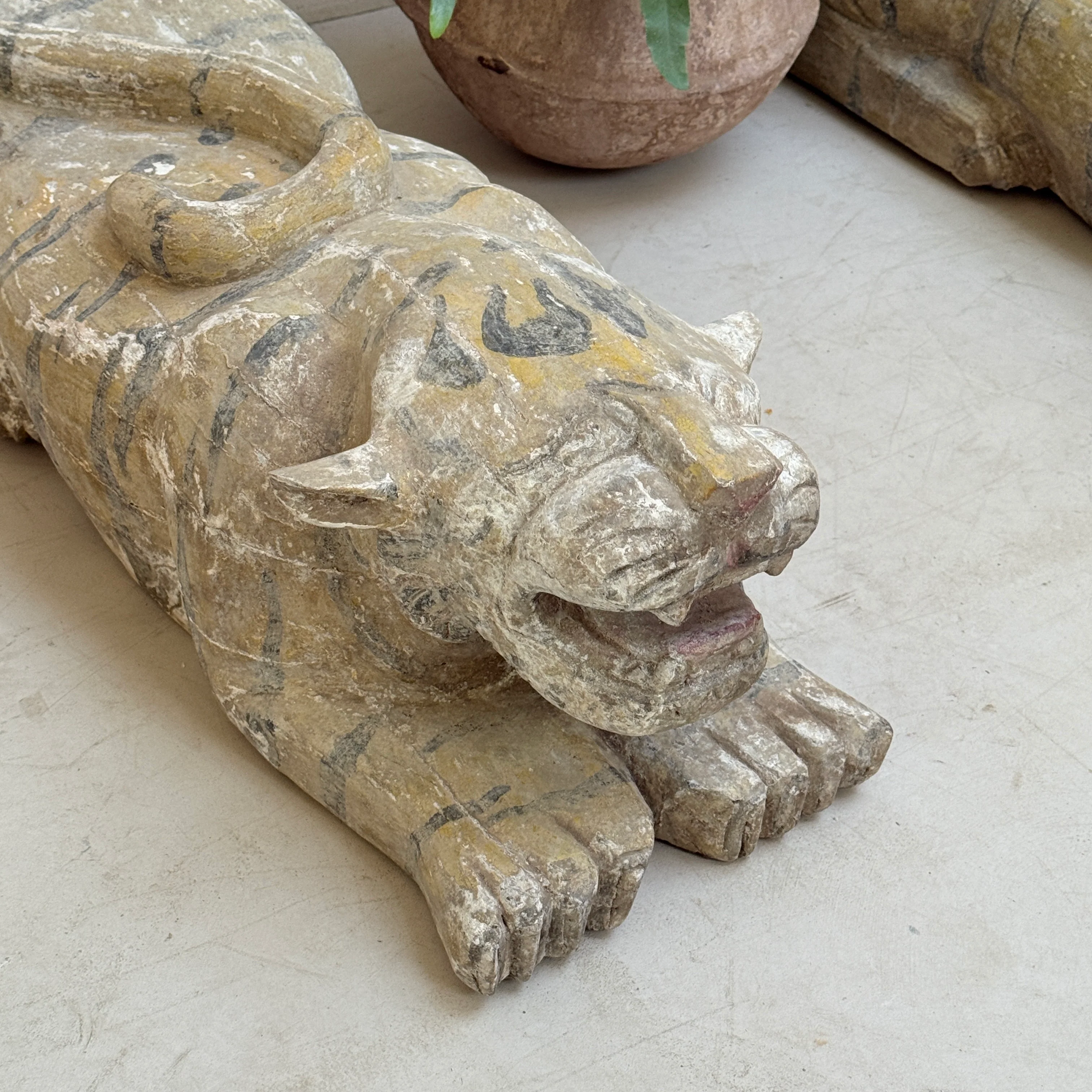 Antique carved wooden Tiger - Image 6