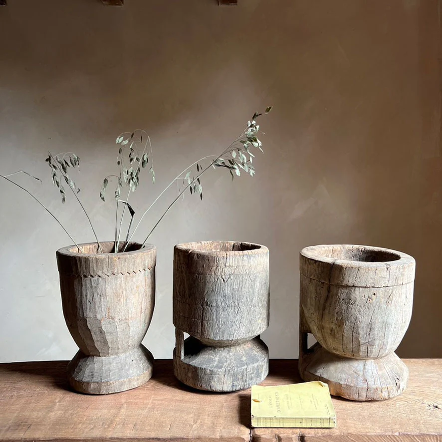 Antique wooden mortar bowl - Image 3