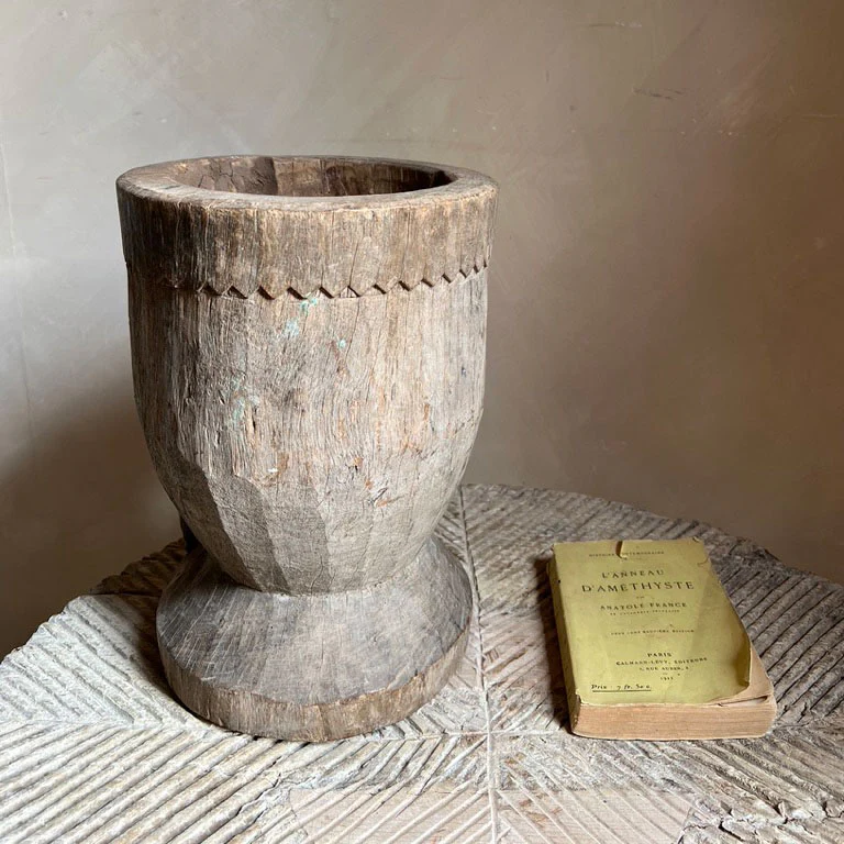 Antique wooden mortar bowl - Image 5