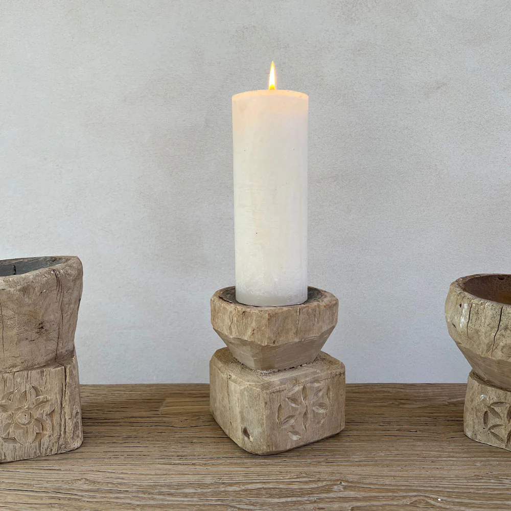 Antique Wooden Nepali Candleholder - Image 7