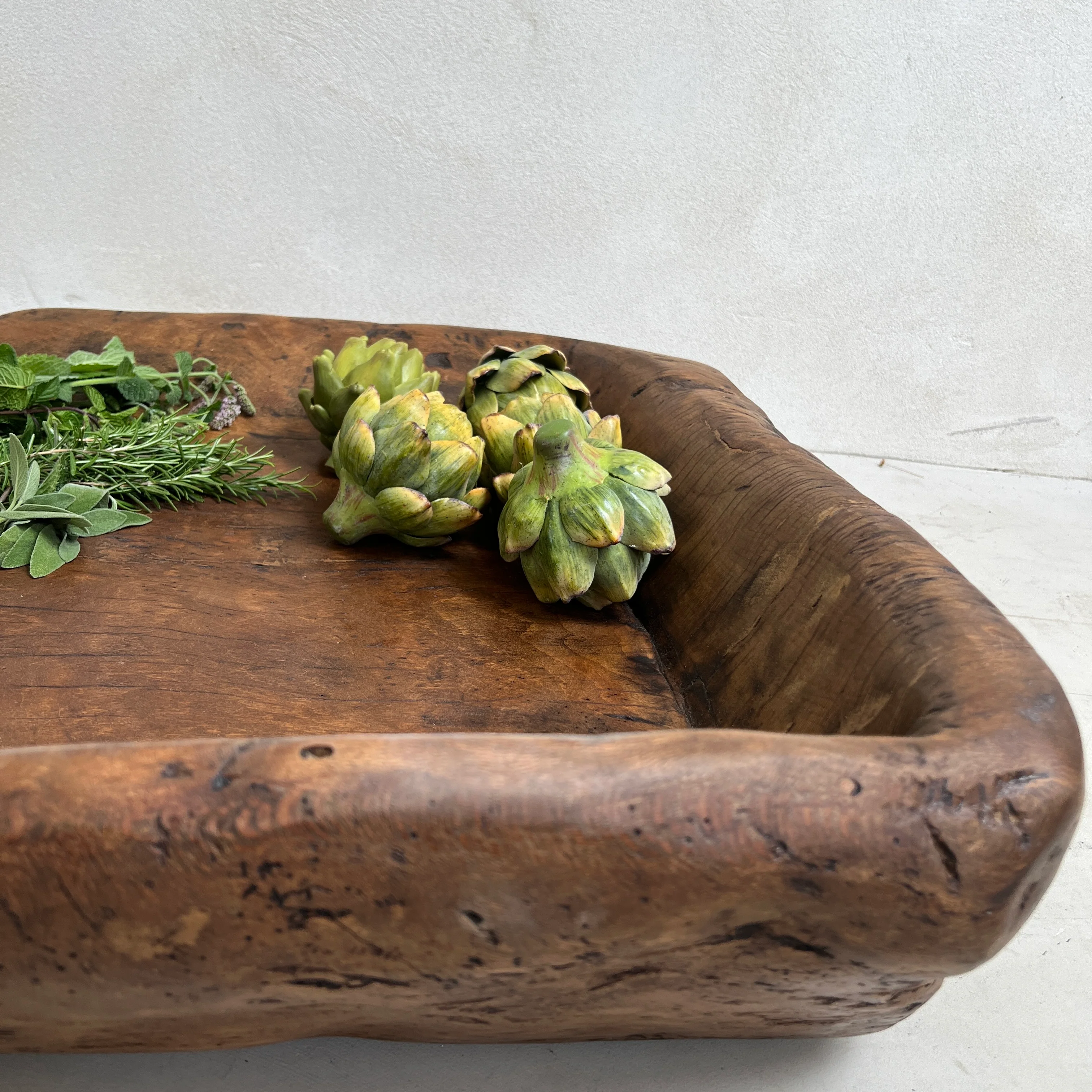 Antique wooden olive press collection bowl - Image 5