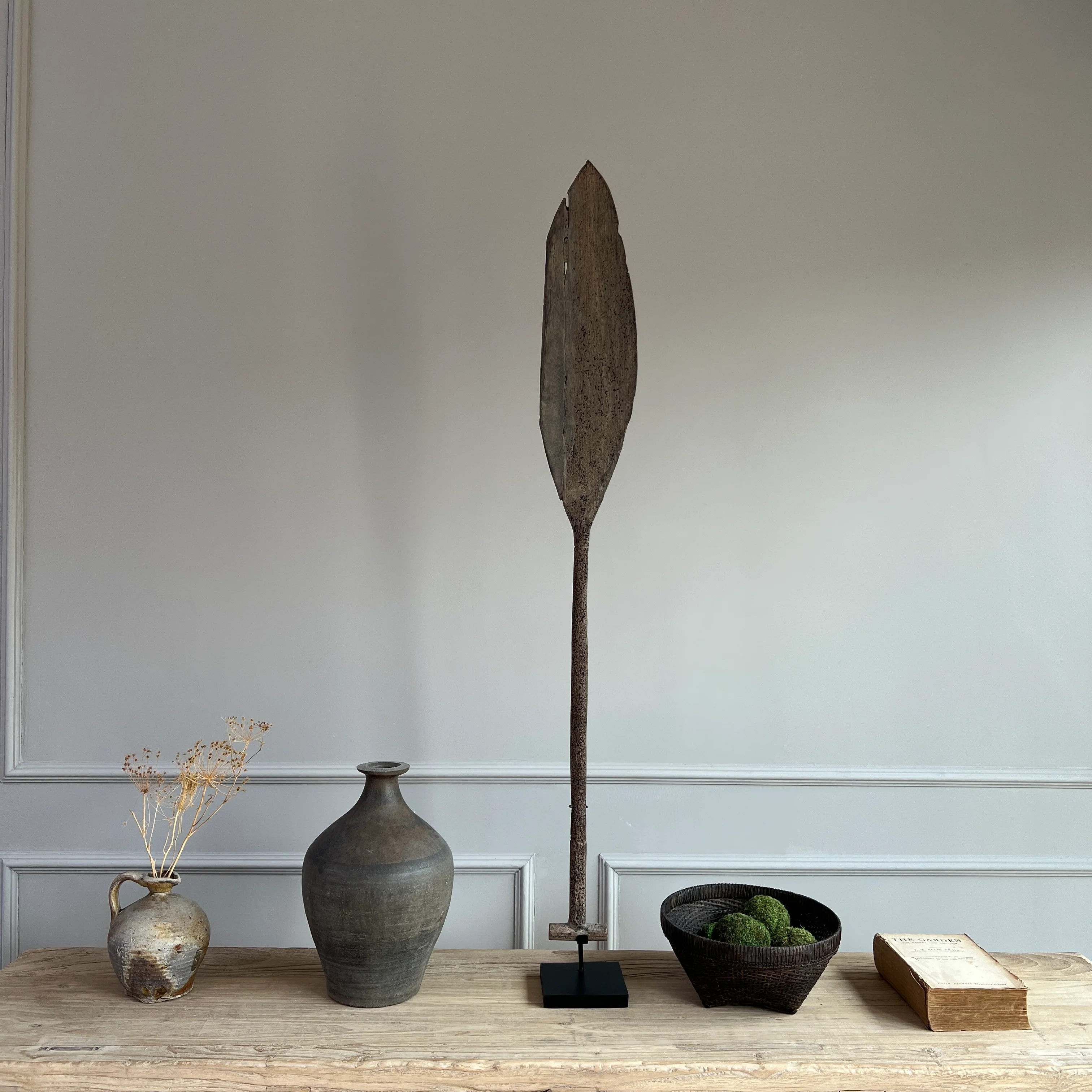 Antique wooden Paddle on Stand - Image 3