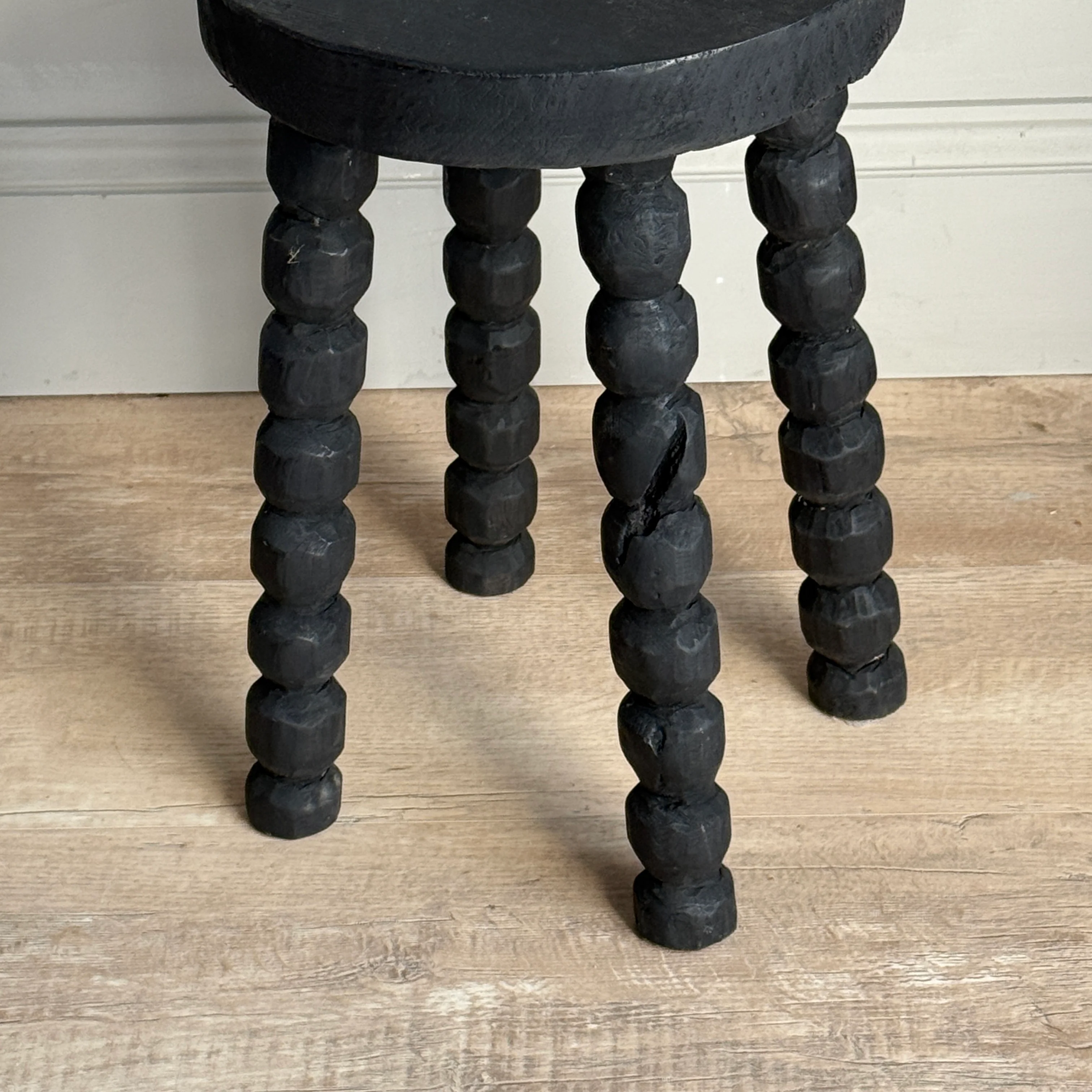 Black Wooden Bobbin Stool - Image 4