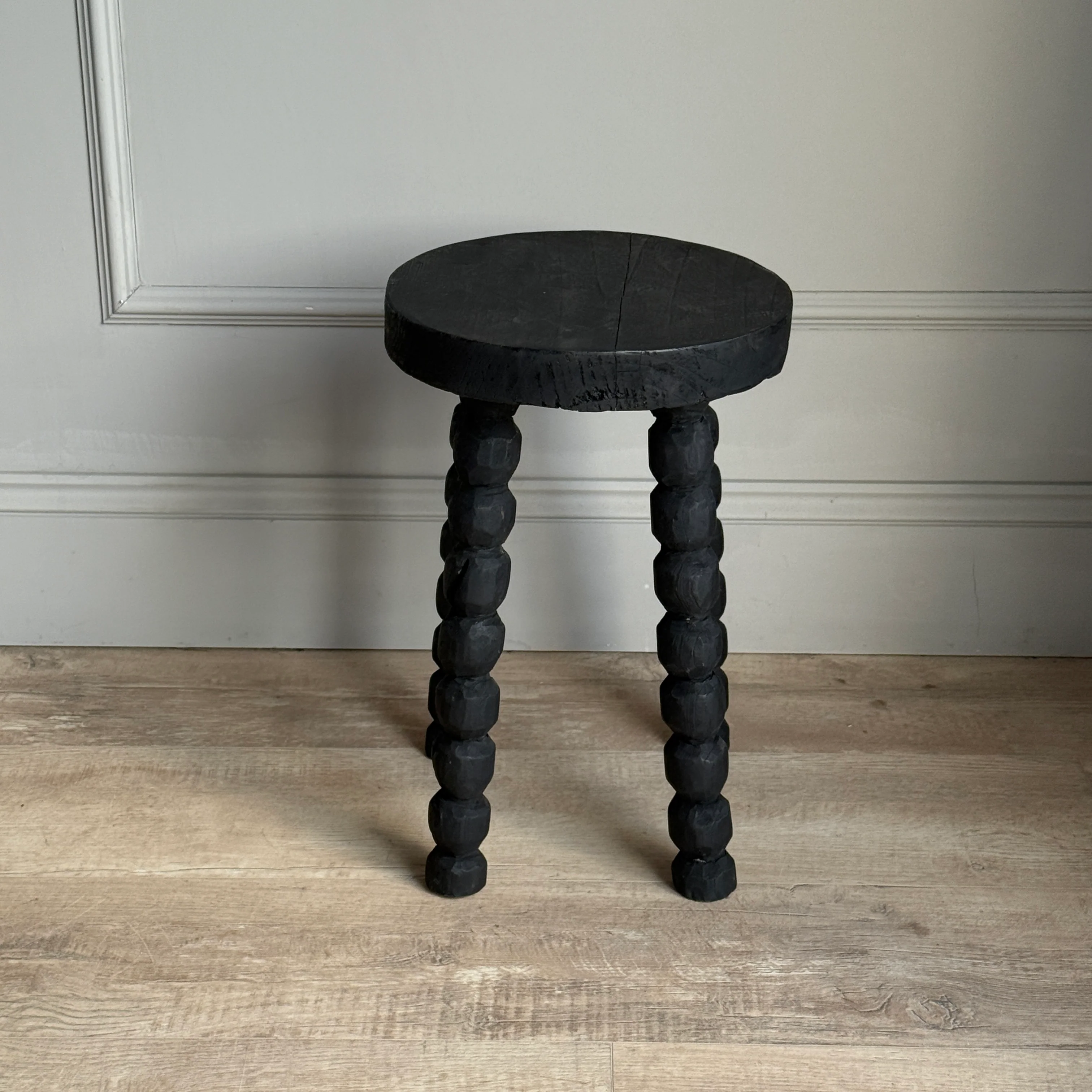 Black Wooden Bobbin Stool - Image 5