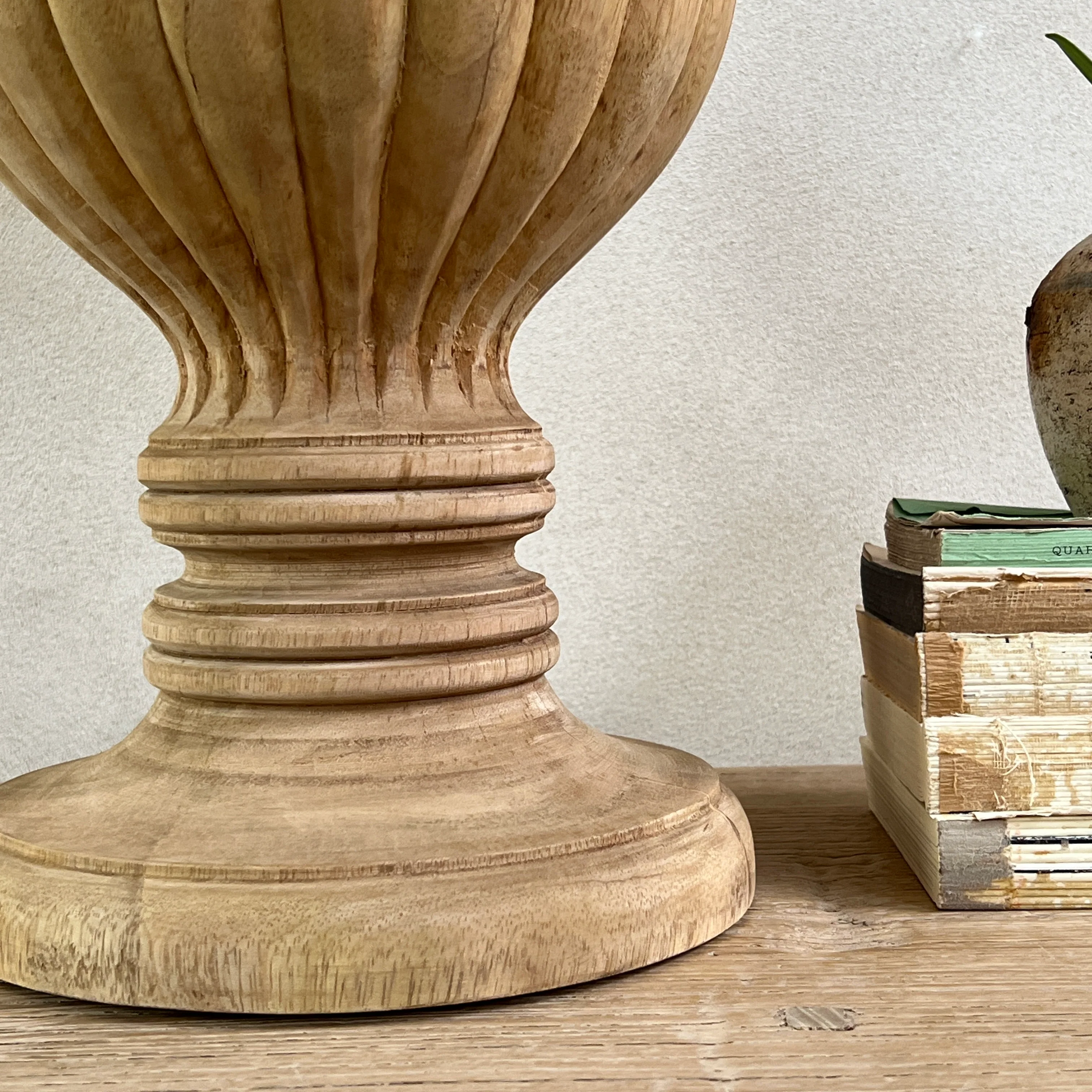 Carved Wooden Table Lamp | Round - Image 8