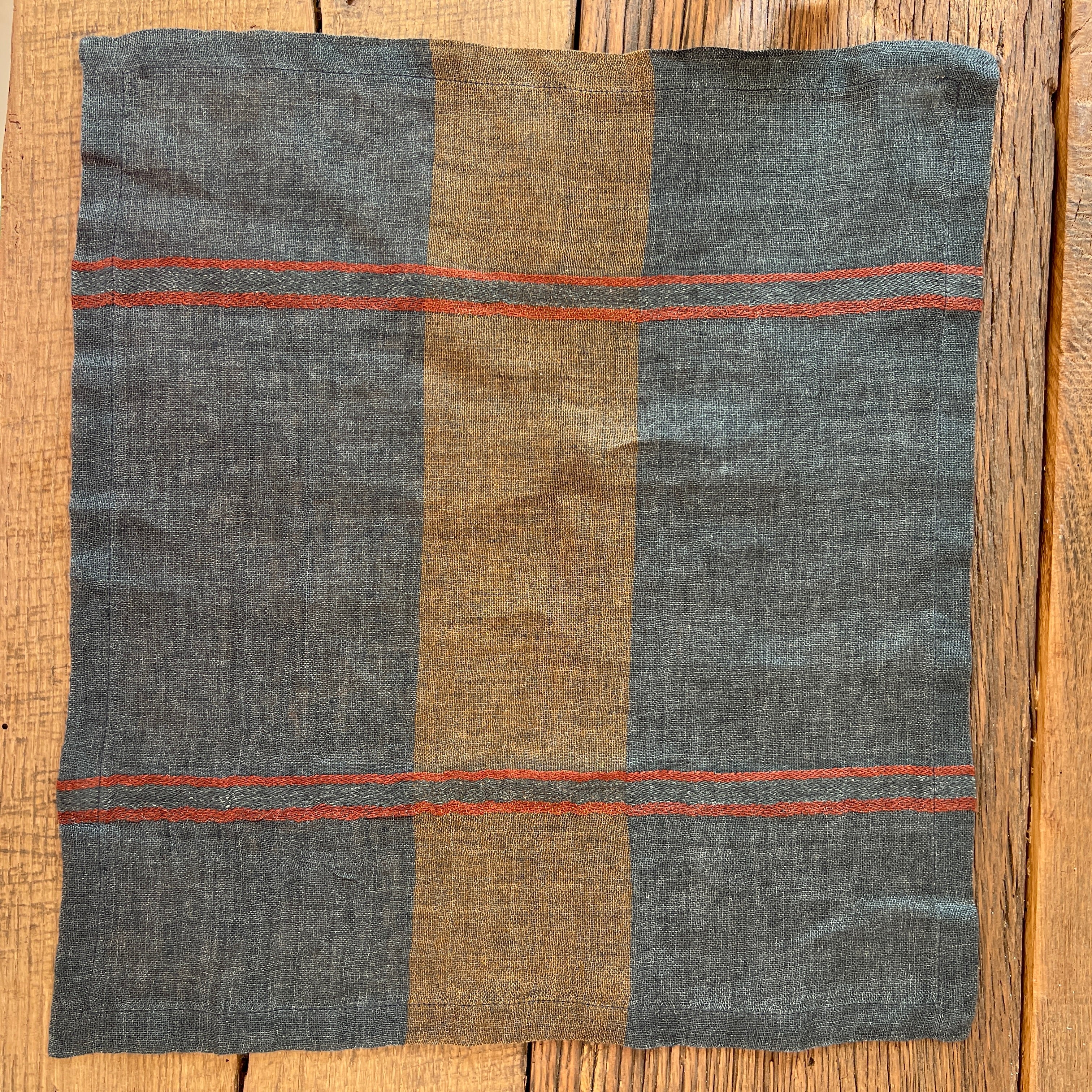 Checked linen napkin Indigo & Rust - Image 4