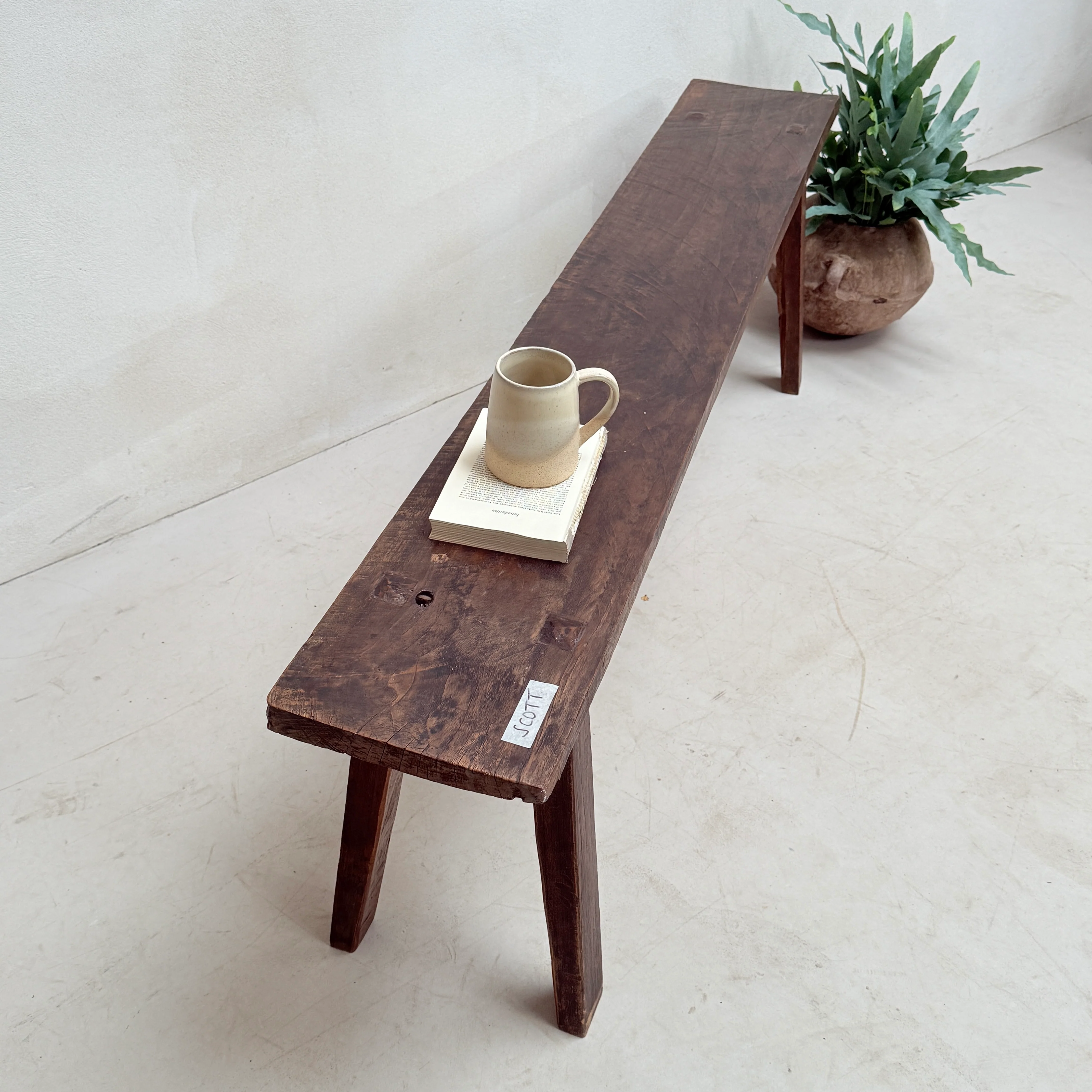 Choice of unique antique dark wood benches - Image 7