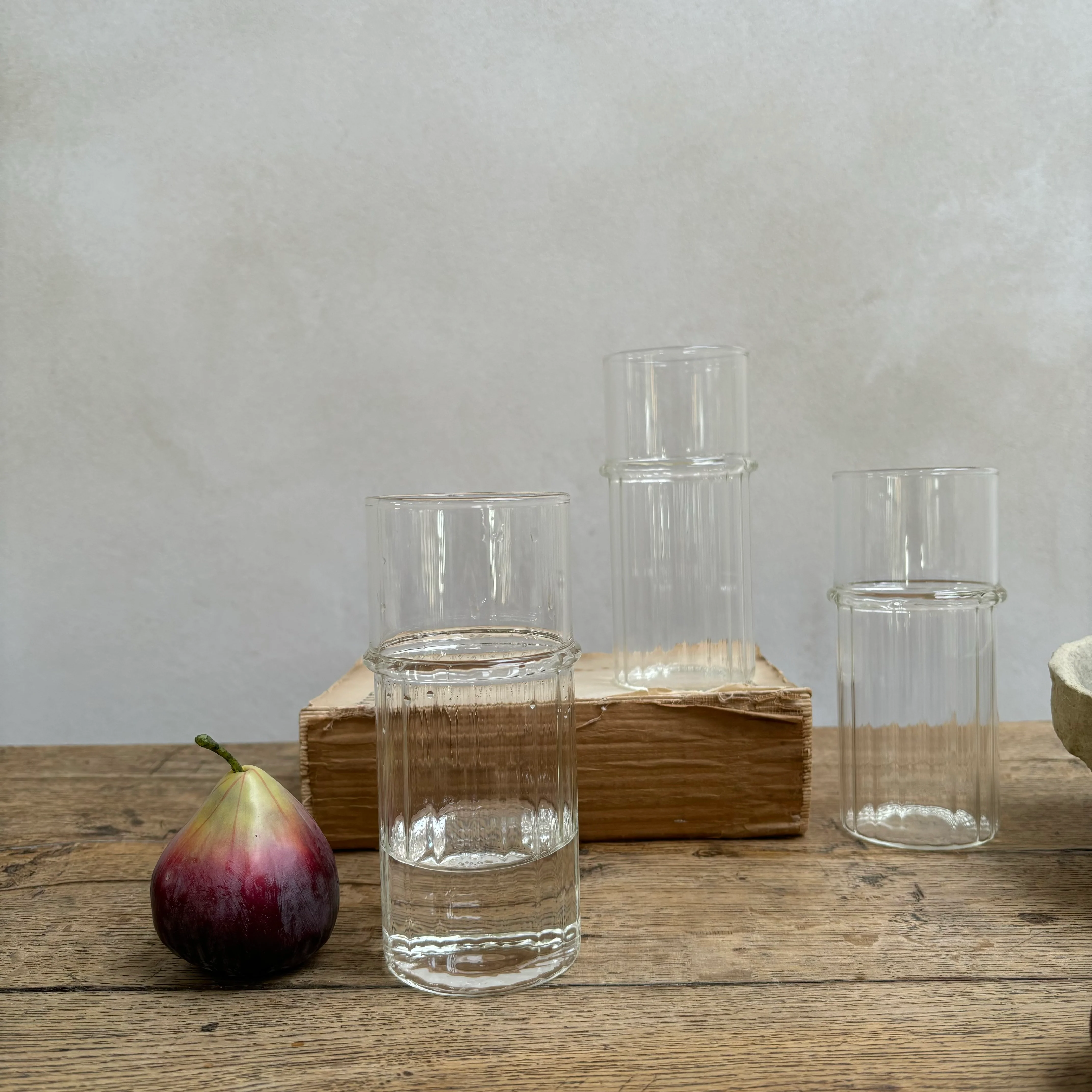 Clear Reeded Highball Glass
