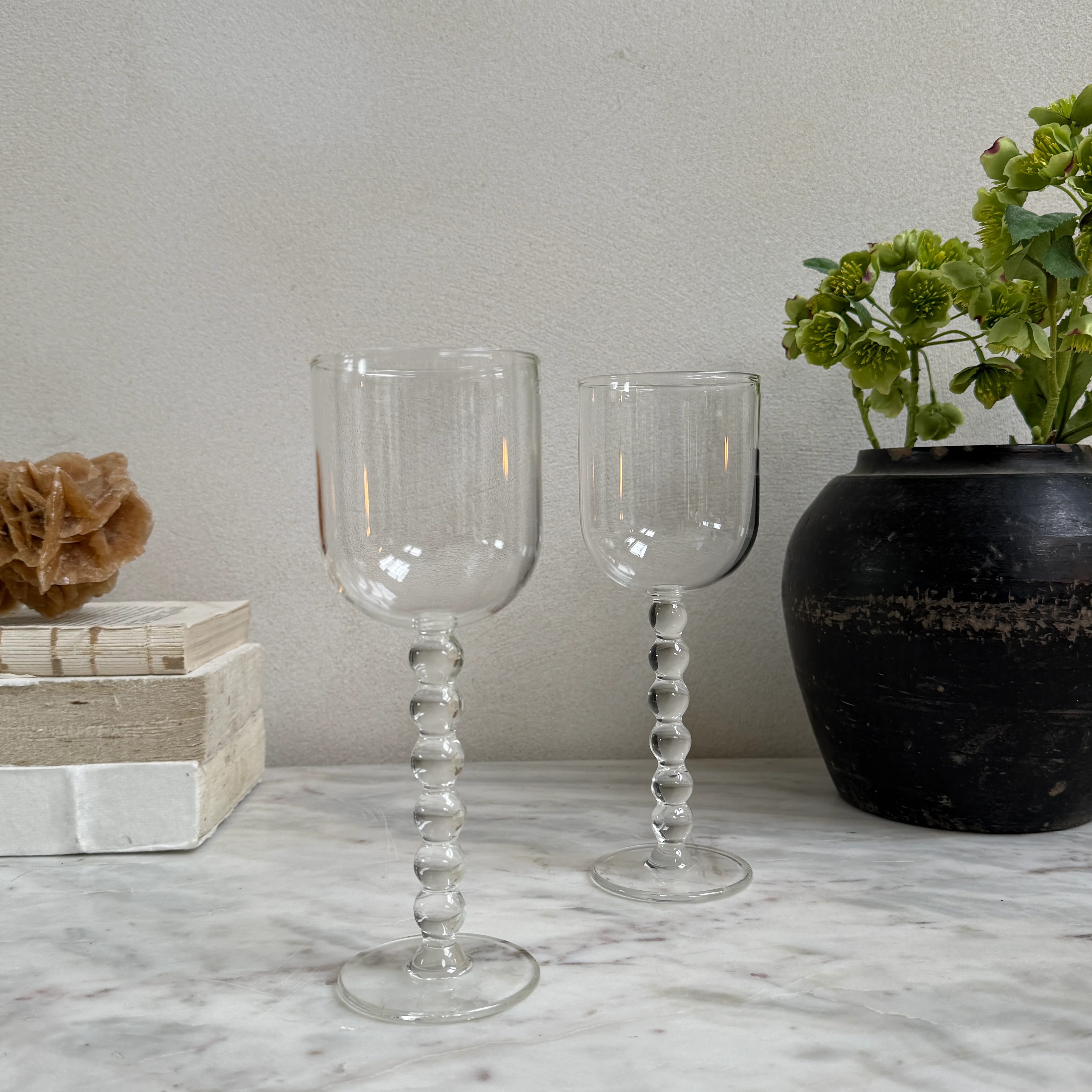 Crystaline bobble stem wine glass
