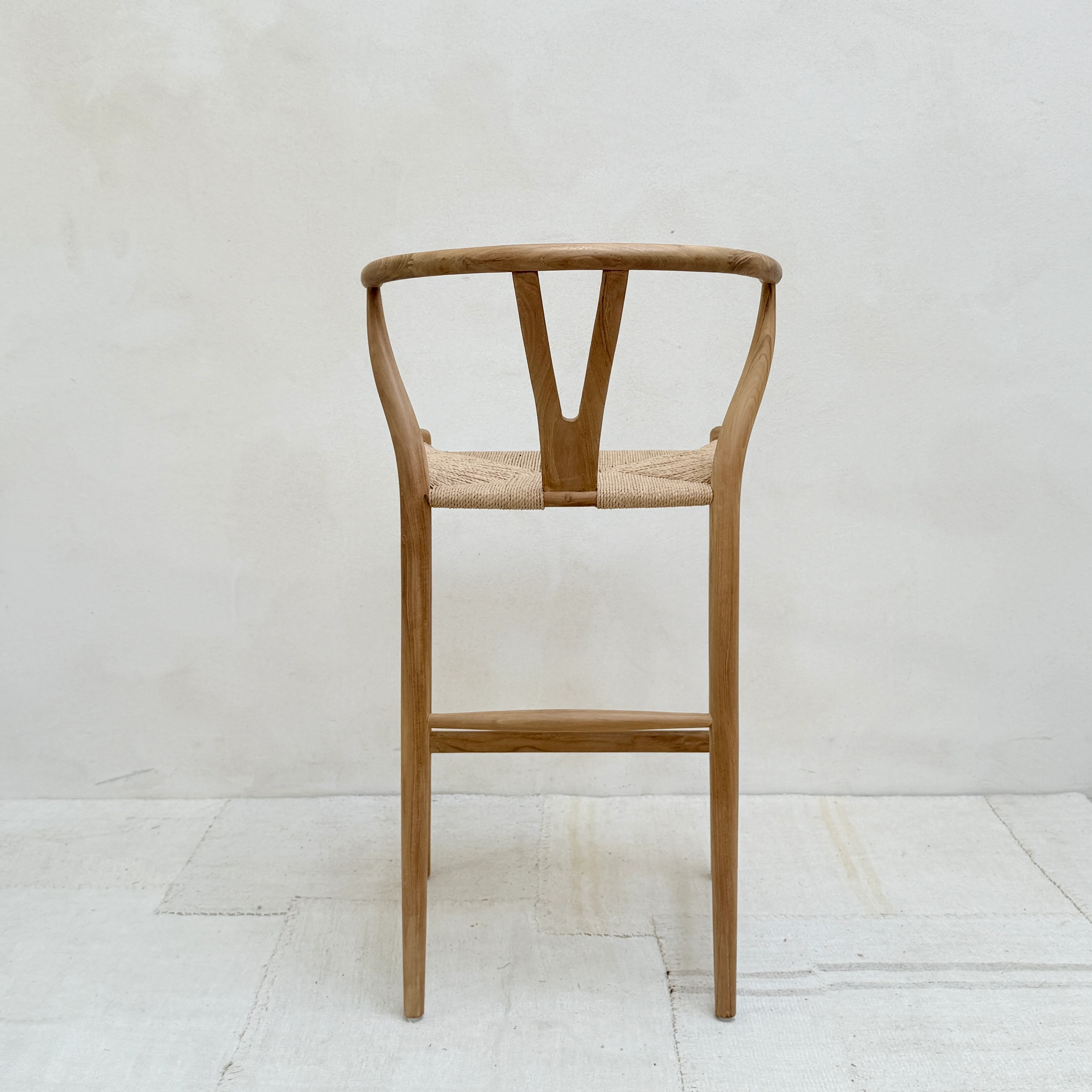 Danish bar stool with woven seat - Image 3