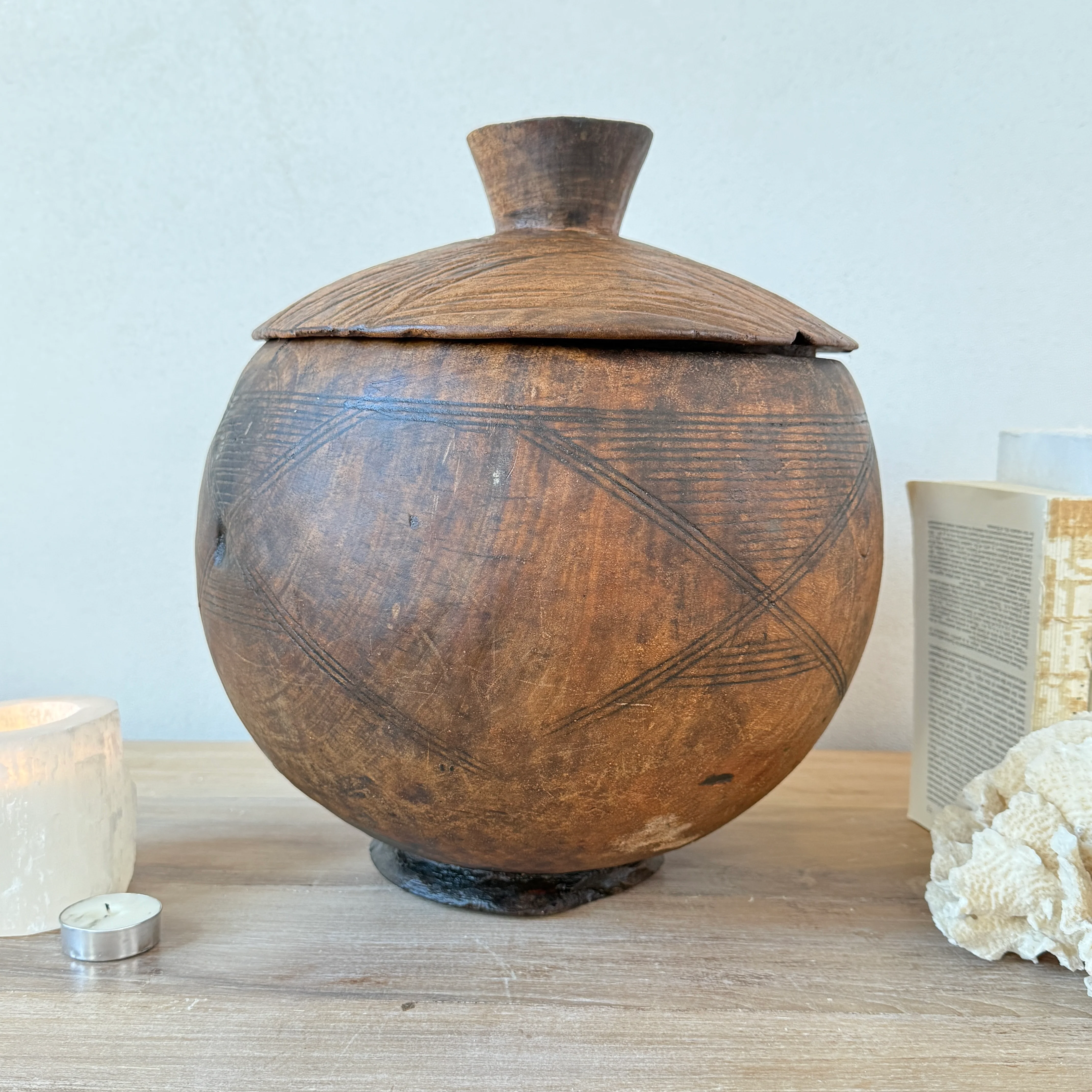 Etched Antique Moroccan Lidded Pot - Image 9