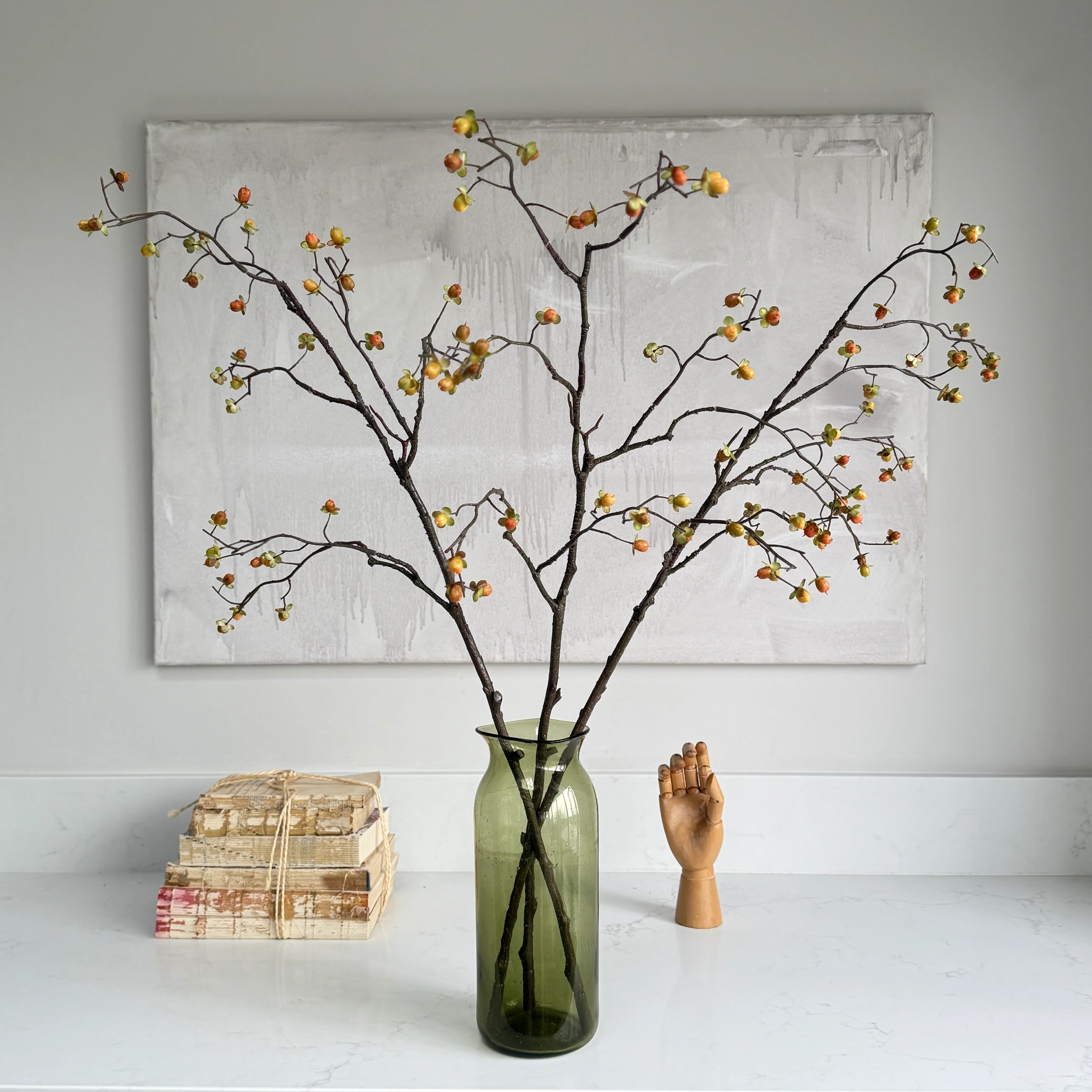 Faux ochre berry spray  88cm