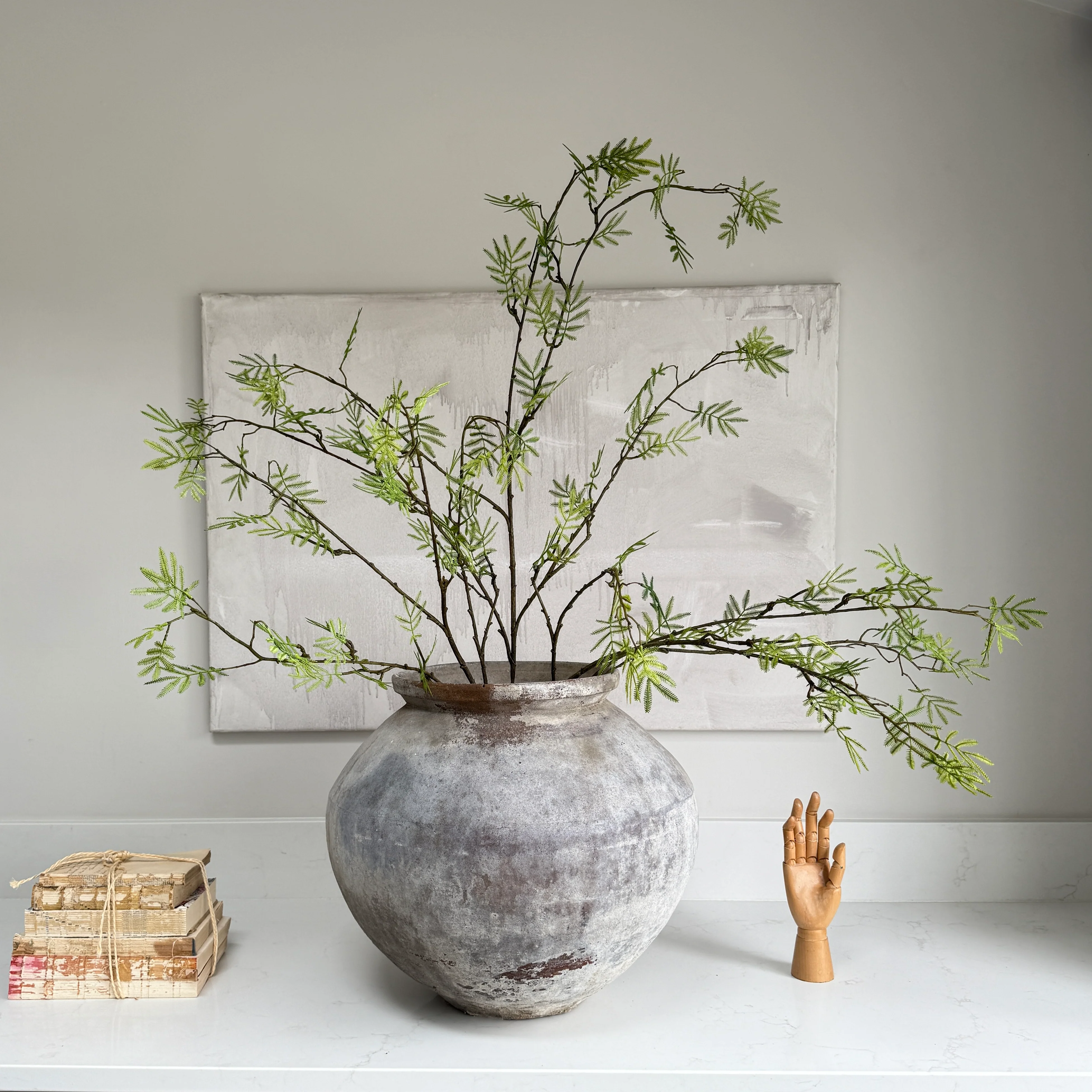 Faux mimosa bush green 110cm - Image 6