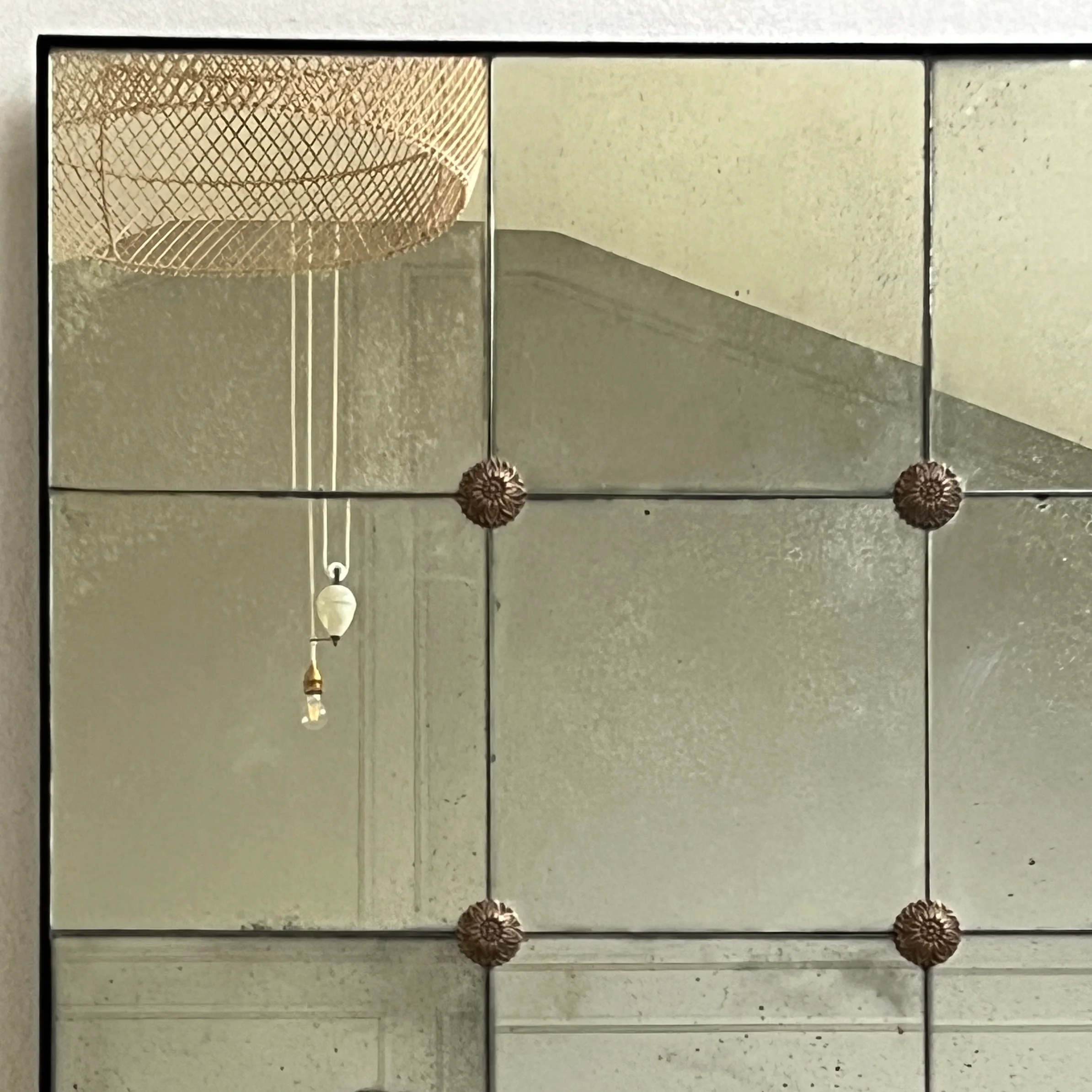 Foxed antiqued mirror Brass Detail 121x101cm | Florrie - Image 3