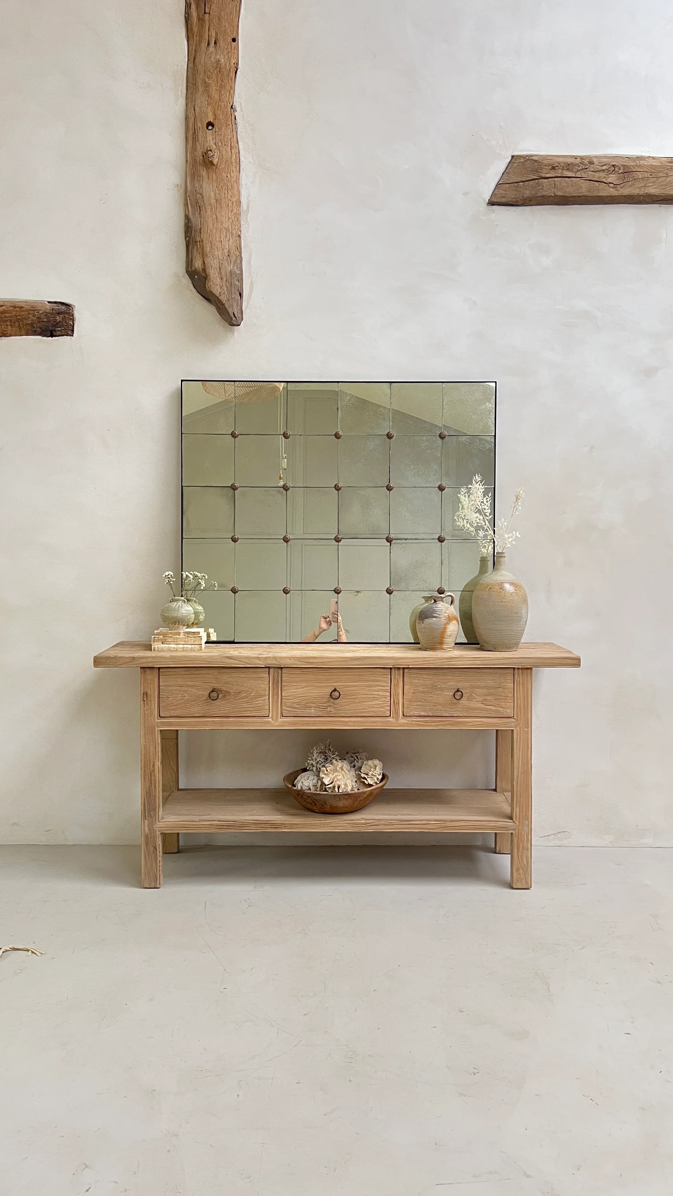 Foxed antiqued mirror Brass Detail 121x101cm | Florrie - Image 6