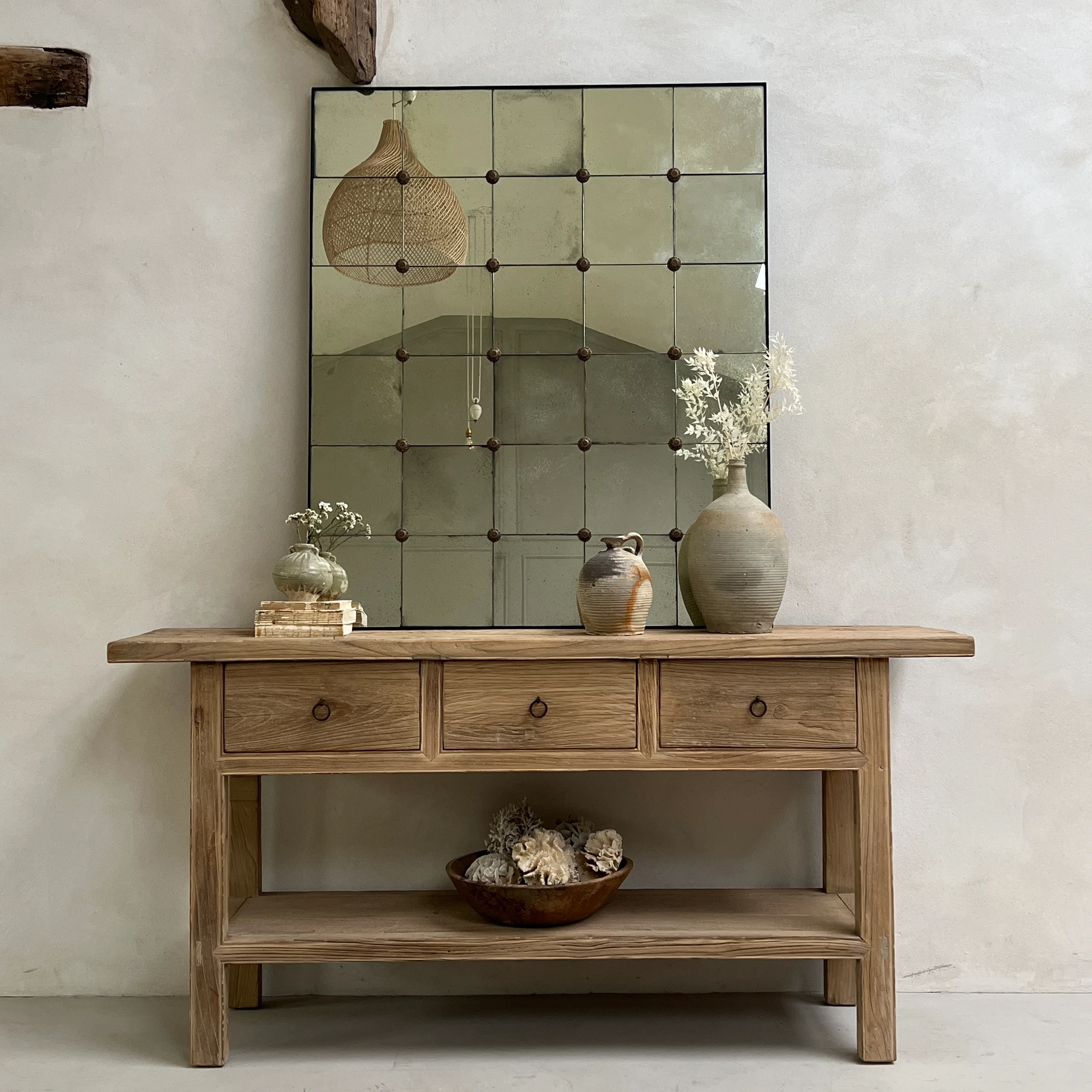 Foxed antiqued mirror Brass Detail 121x101cm | Florrie - Image 7
