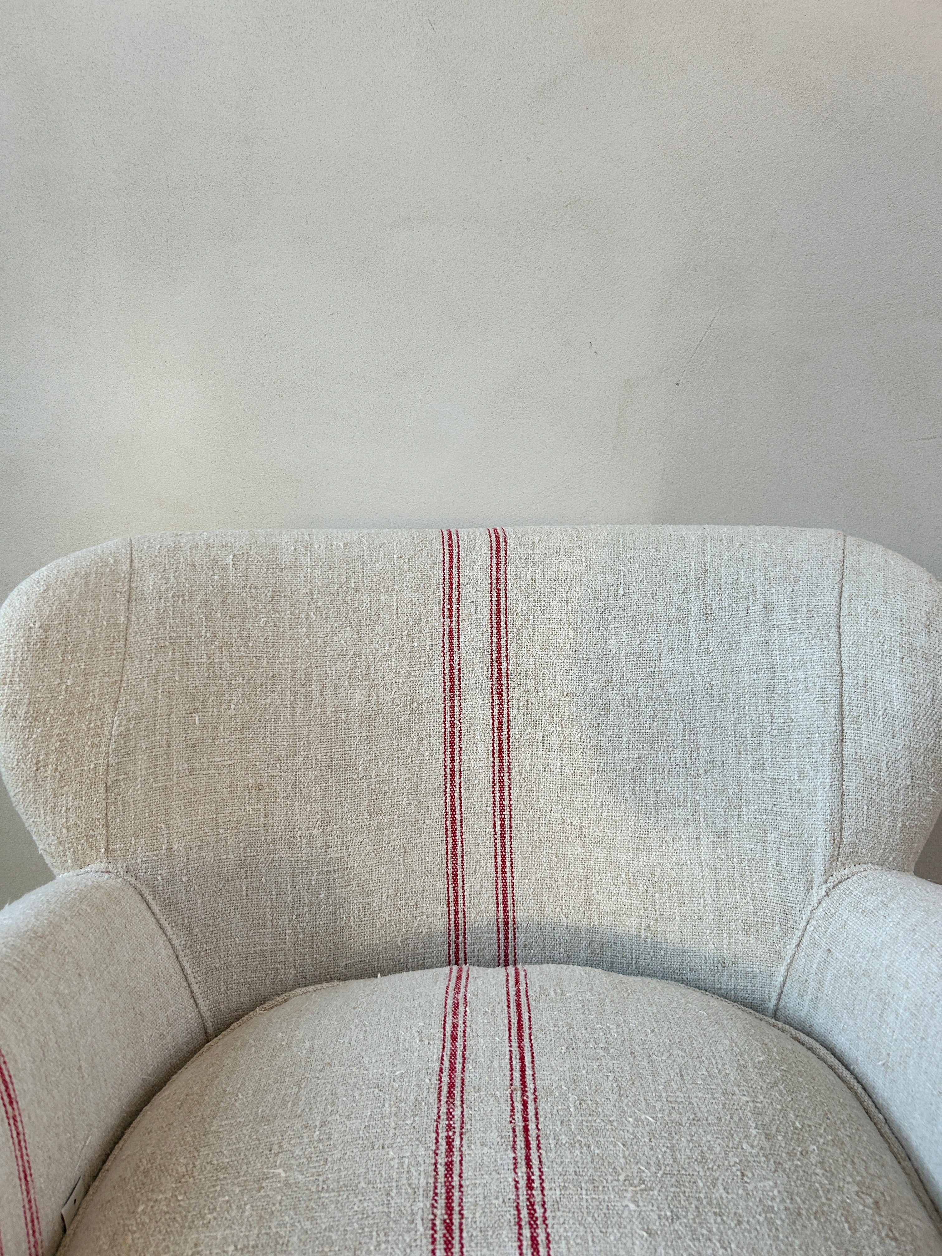 French Grain Sack Linen Armchair No:3 - Image 3