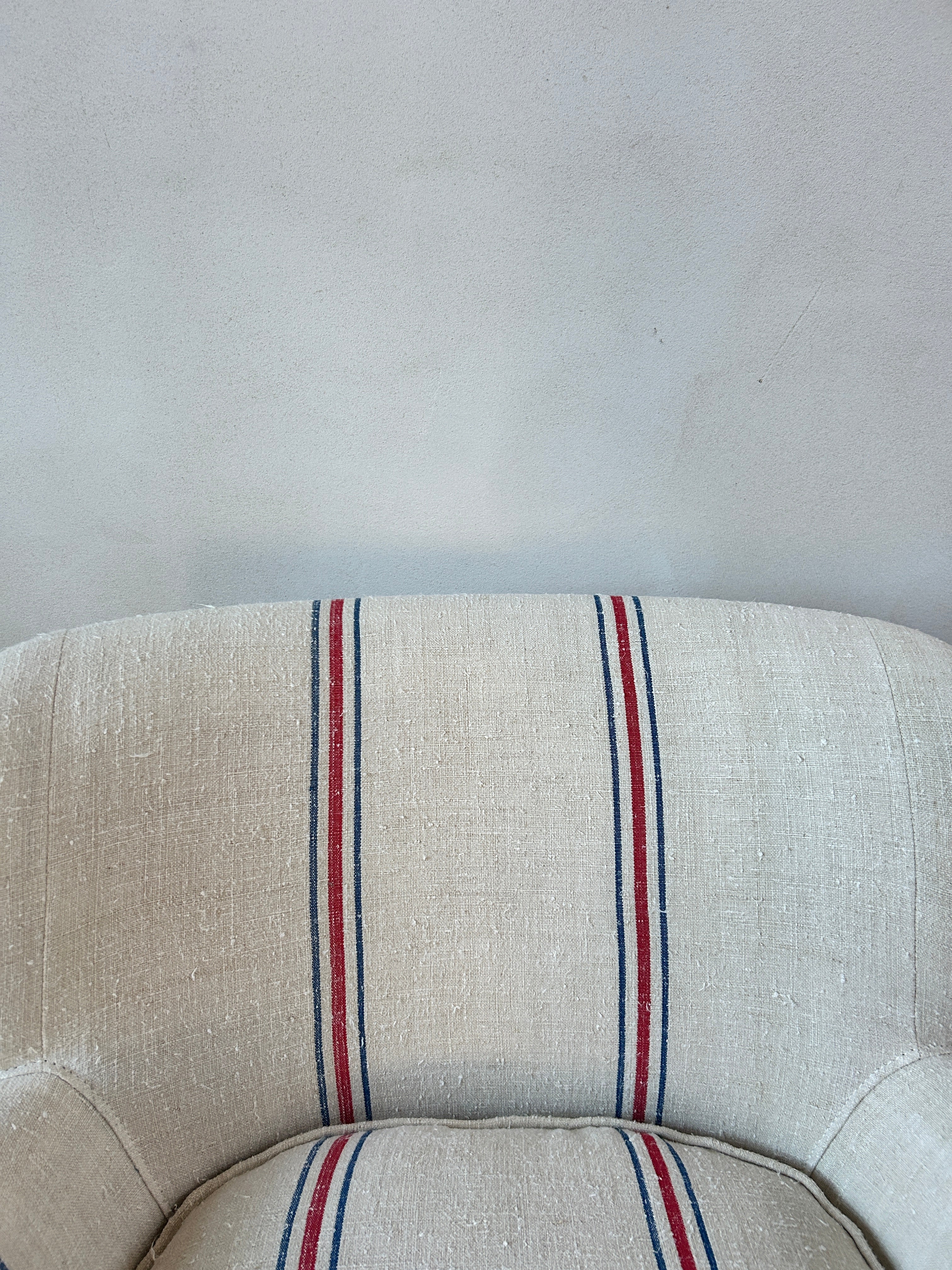 French Grain Sack Linen Armchair No: 5 - Image 4