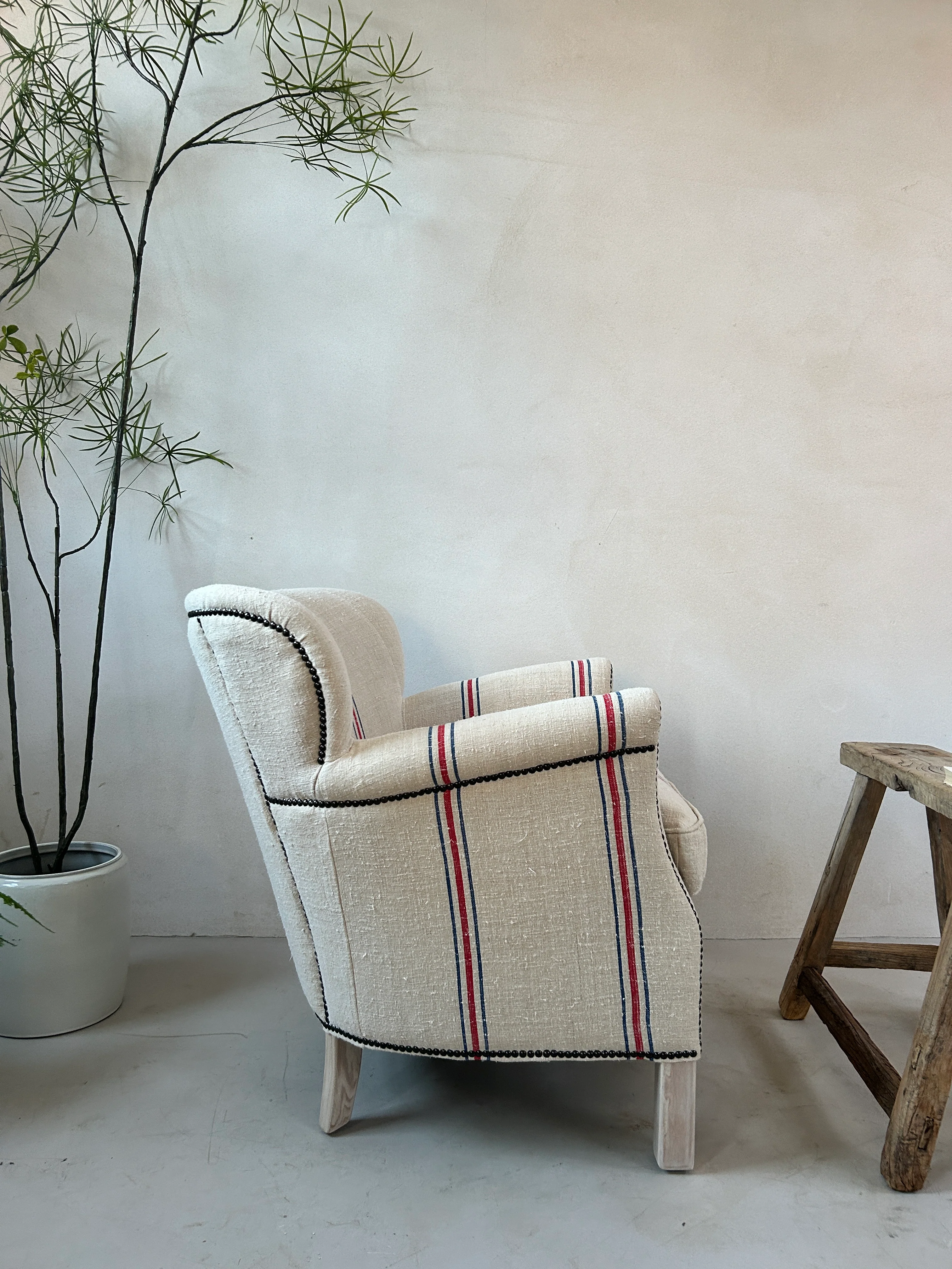French Grain Sack Linen Armchair No: 5 - Image 5