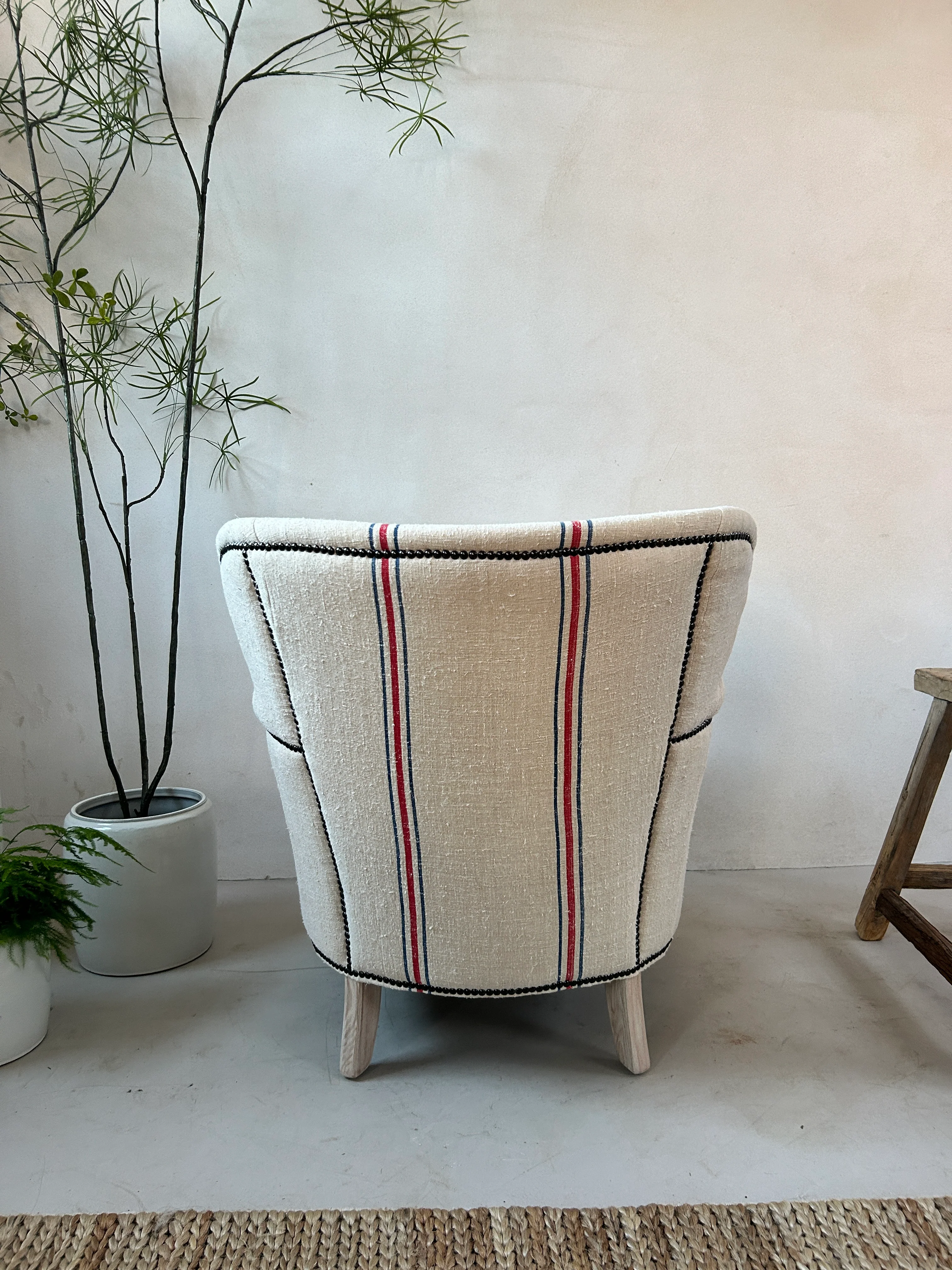 French Grain Sack Linen Armchair No: 5 - Image 6