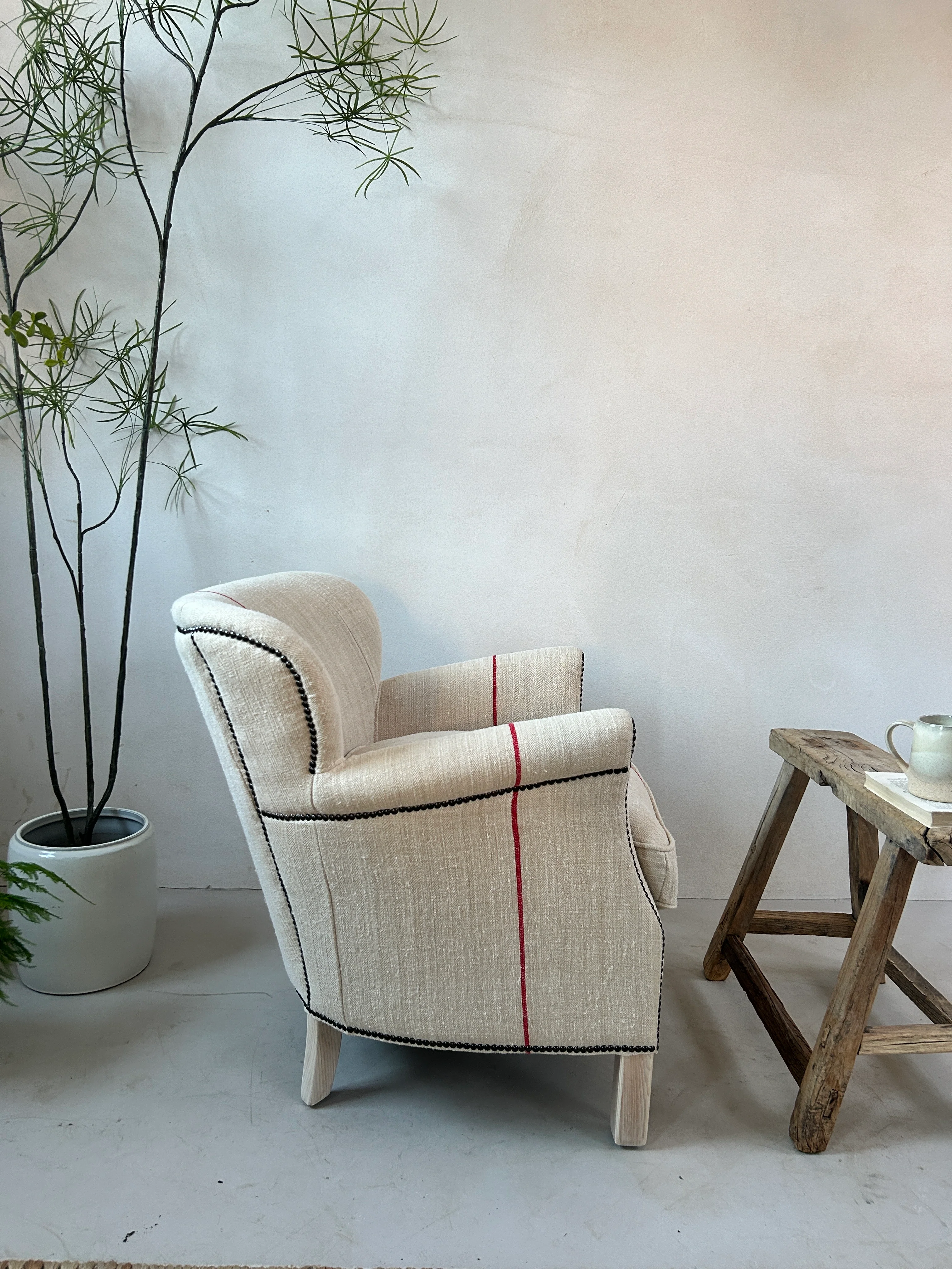 French Grain Sack Linen Armchair No: 6 - Image 5