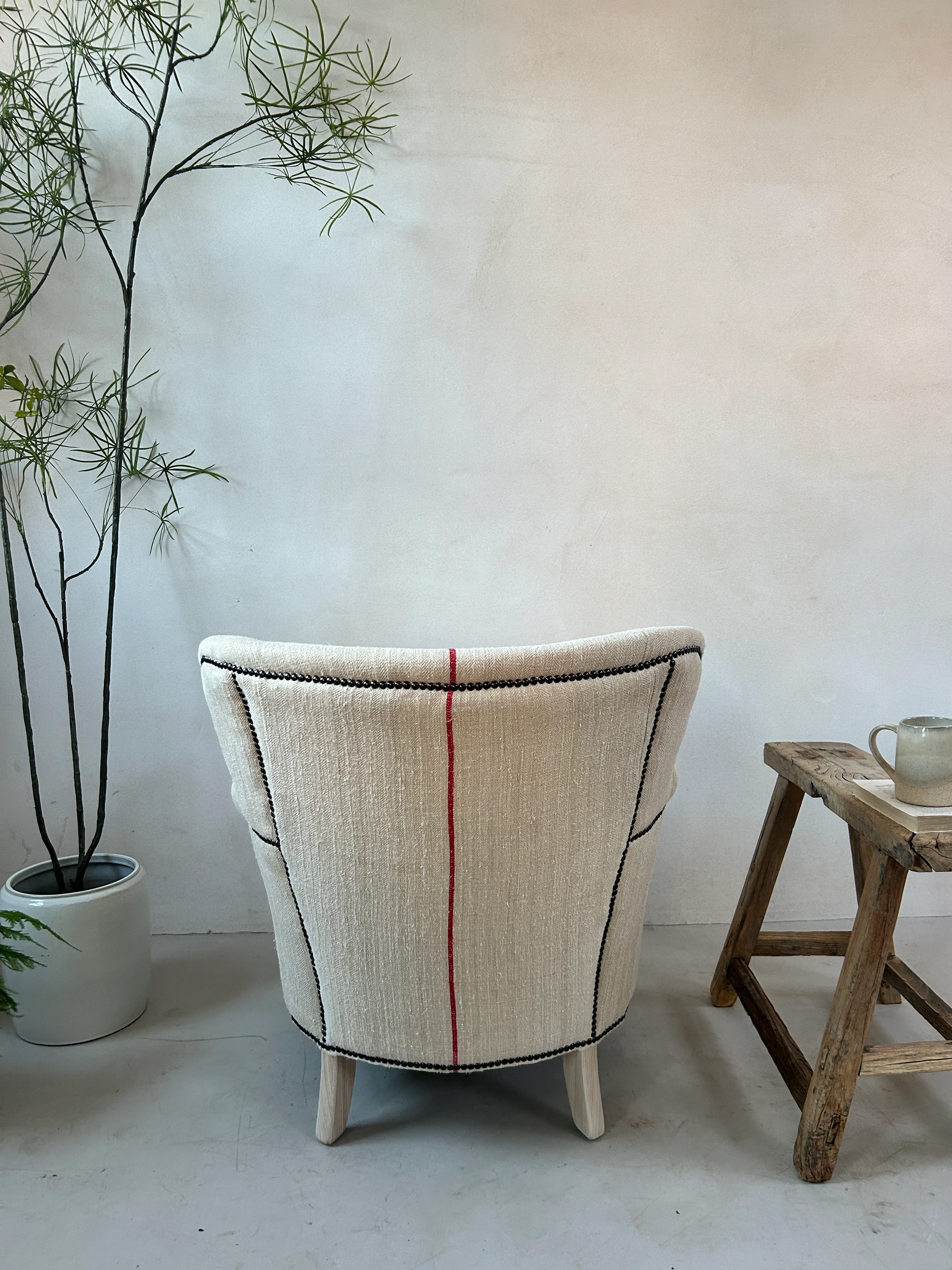French Grain Sack Linen Armchair No: 6 - Image 6