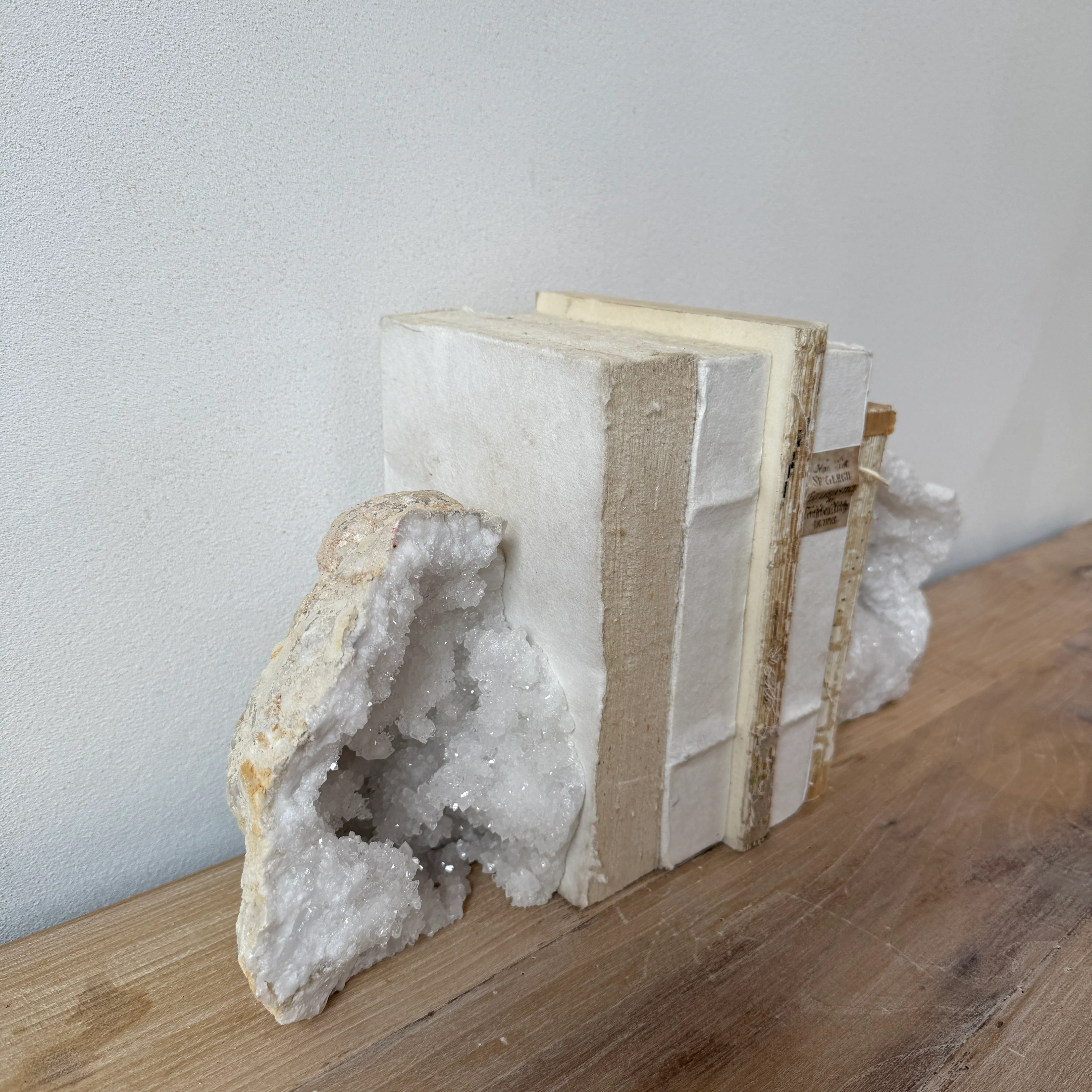 Geode limestone & crystal bookend pair - Image 2
