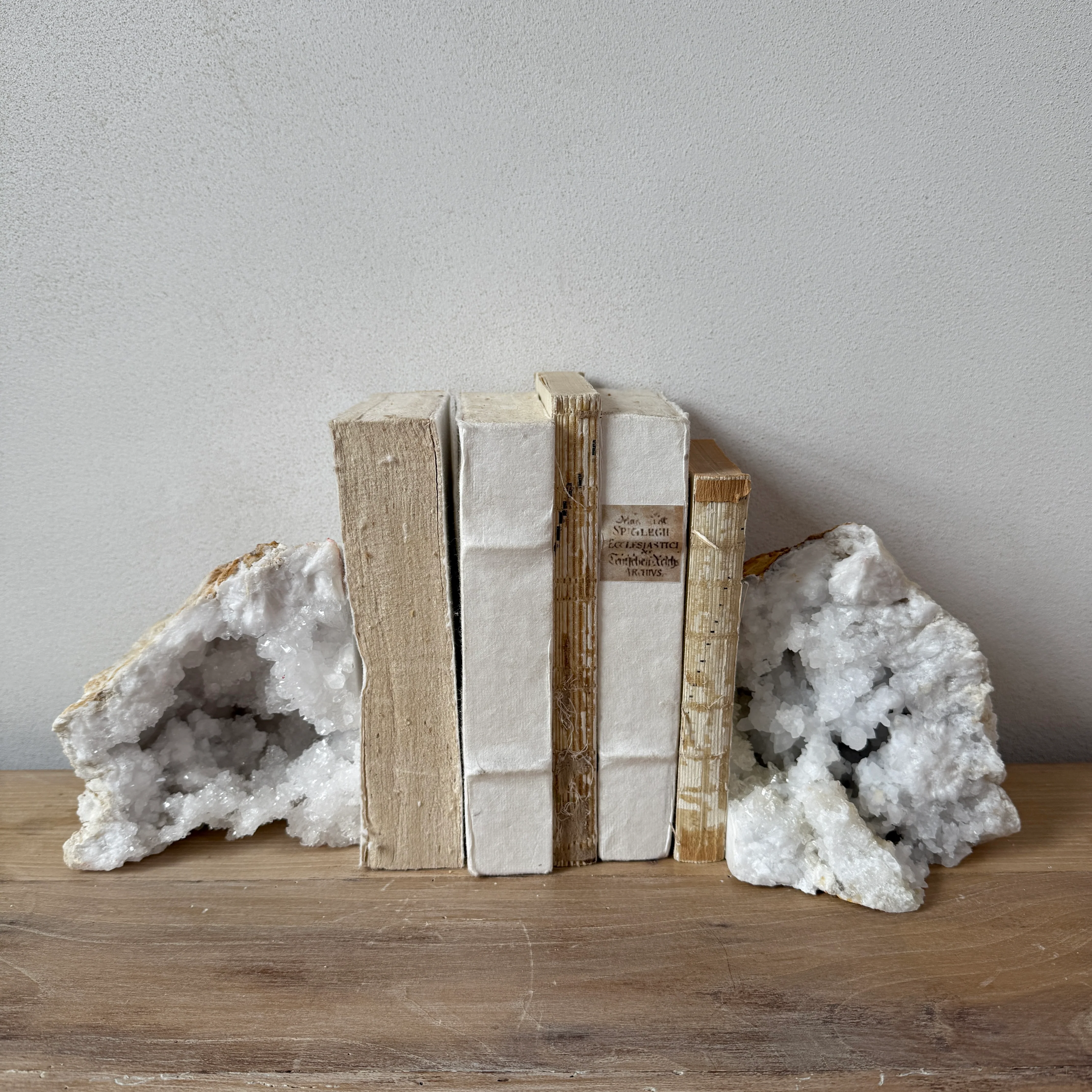 Geode limestone & crystal bookend pair - Image 3
