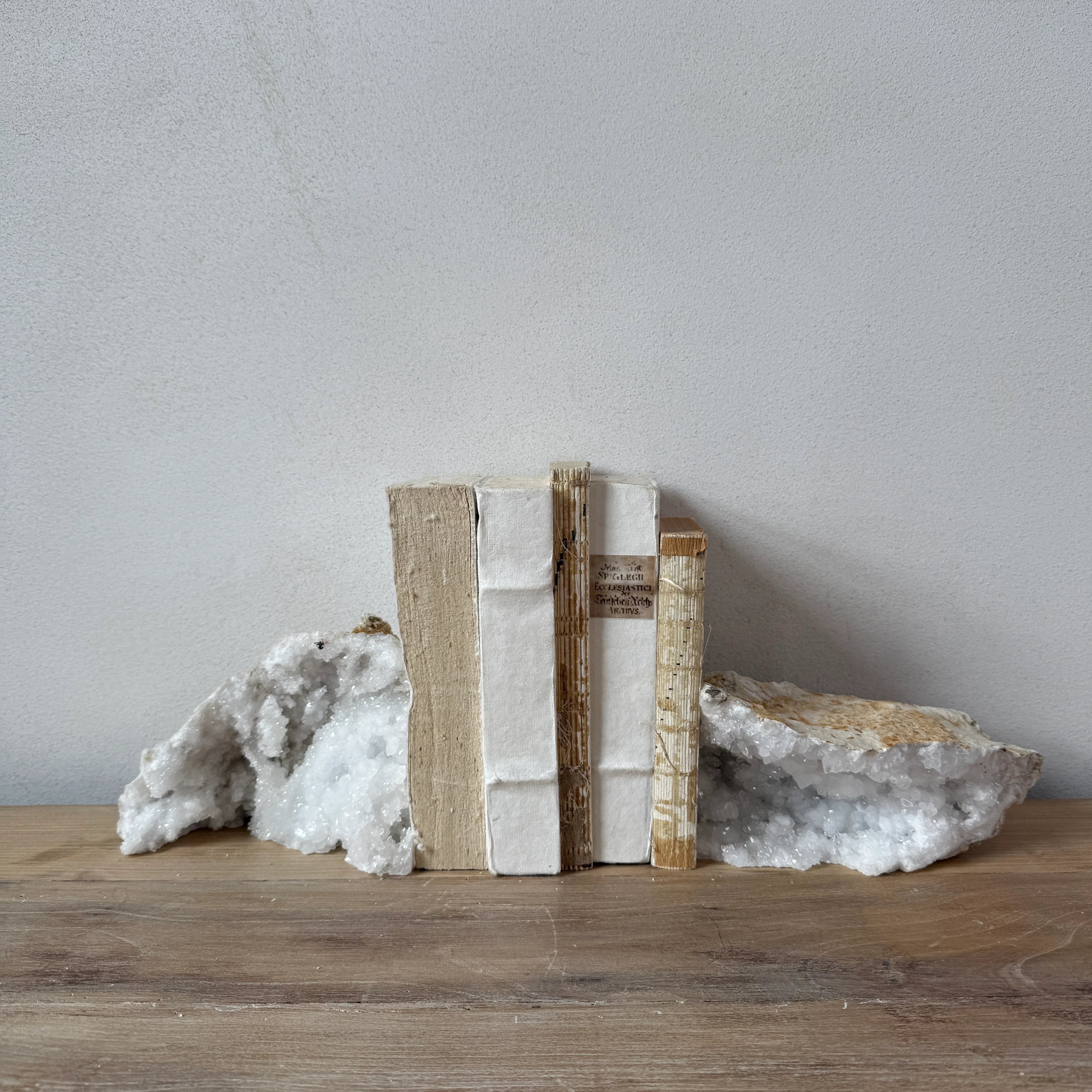 Geode limestone & crystal bookend pair - Image 5