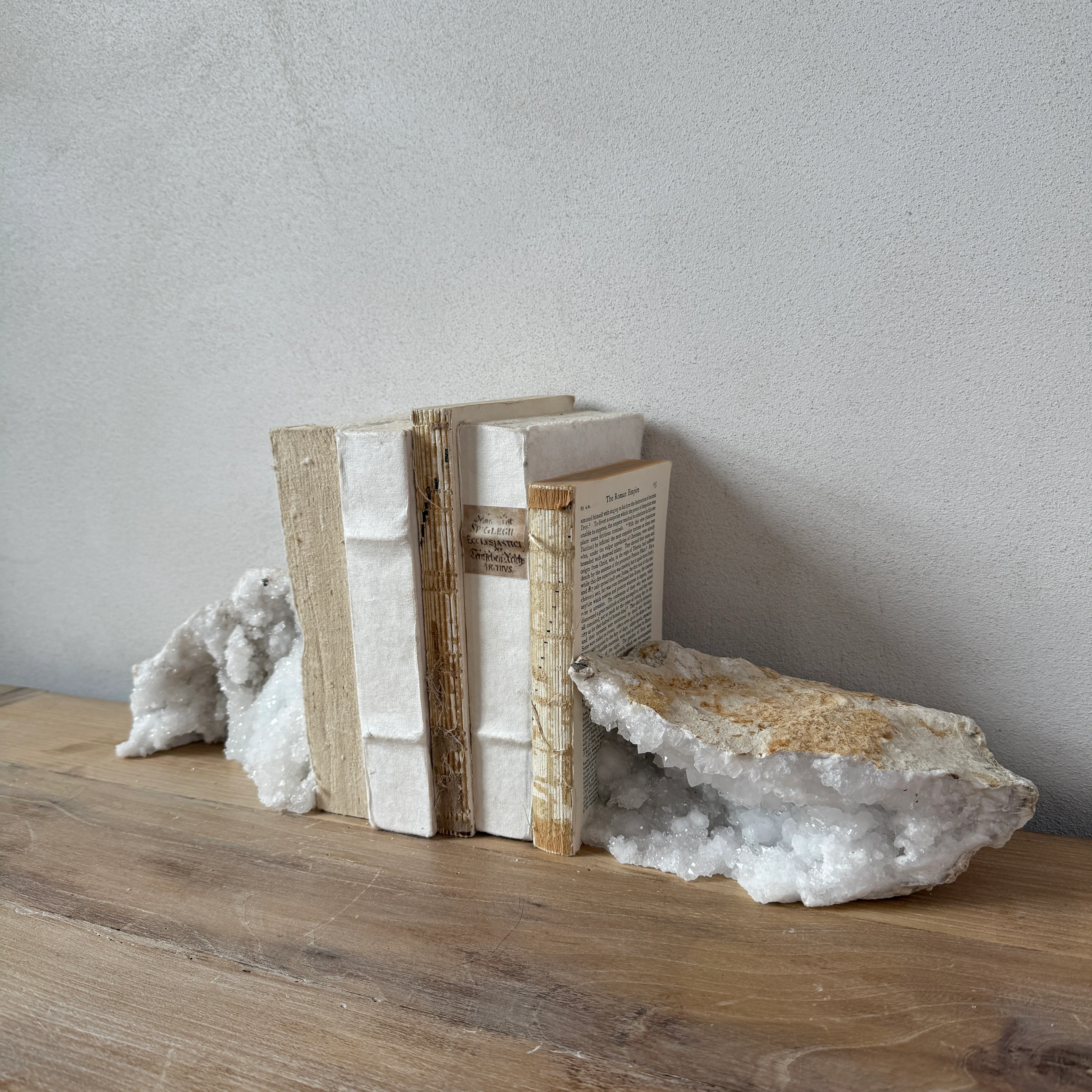 Geode limestone & crystal bookend pair - Image 6