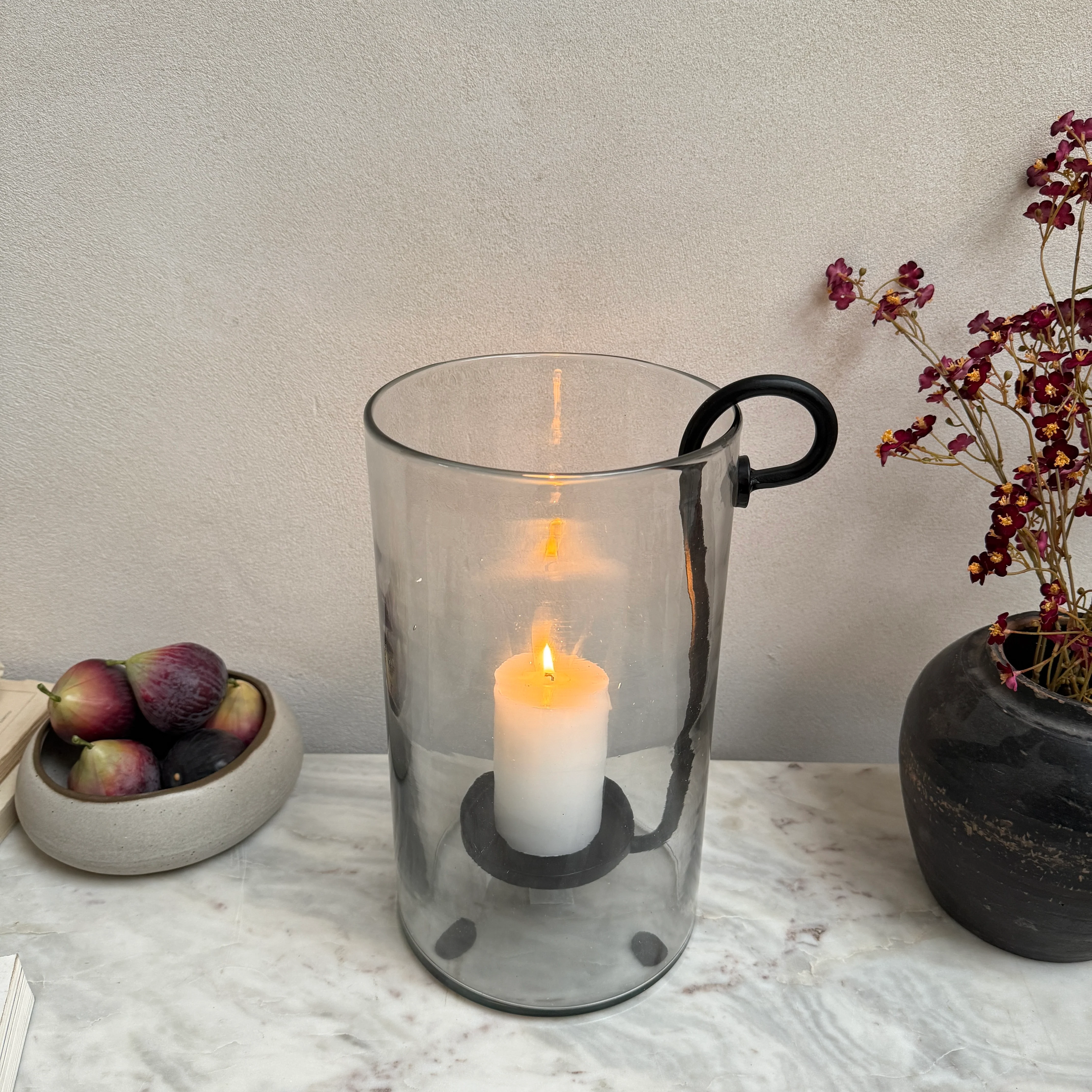 Glass hurricane lantern and candle holder - Image 3