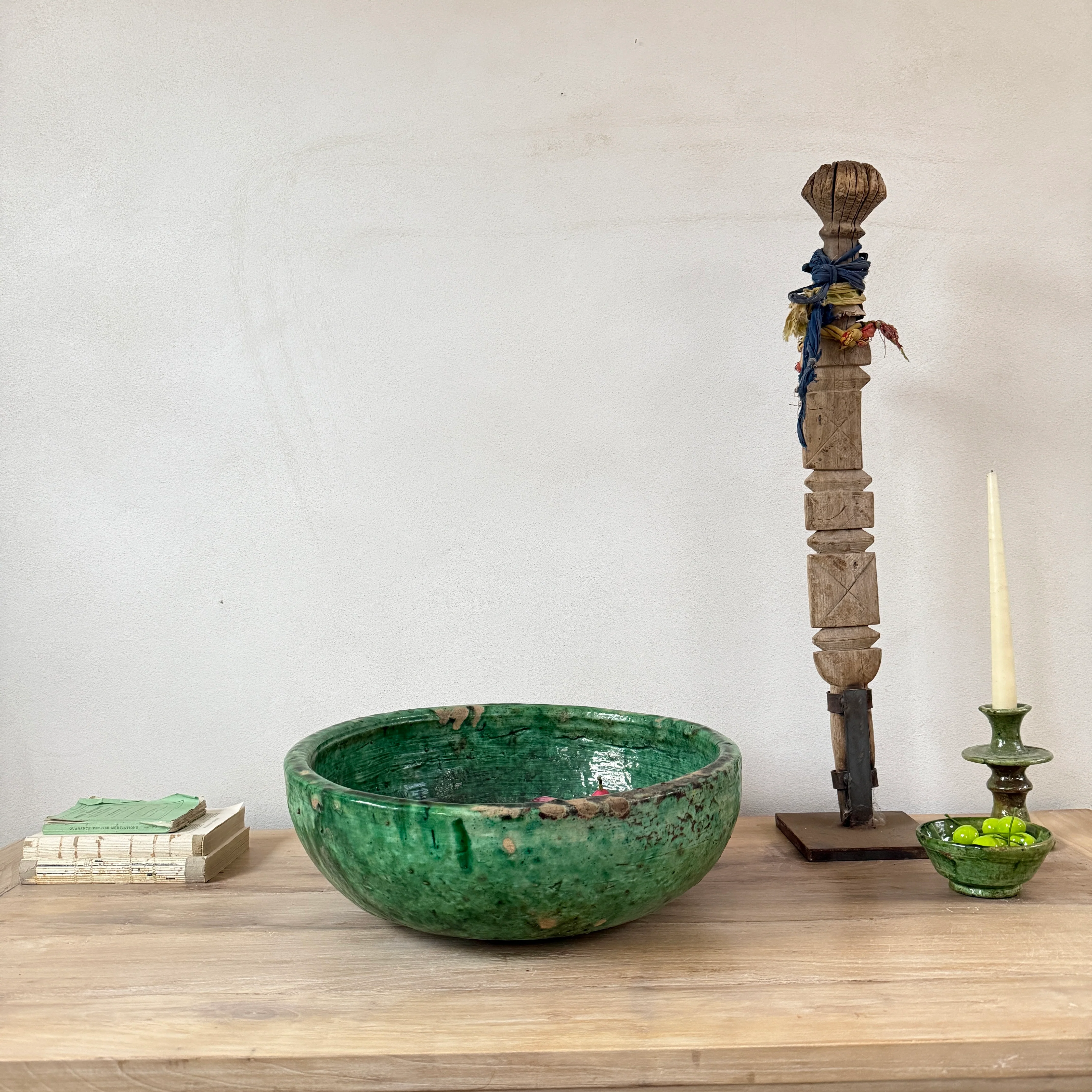 Green decorative Moroccan bowl | XL
