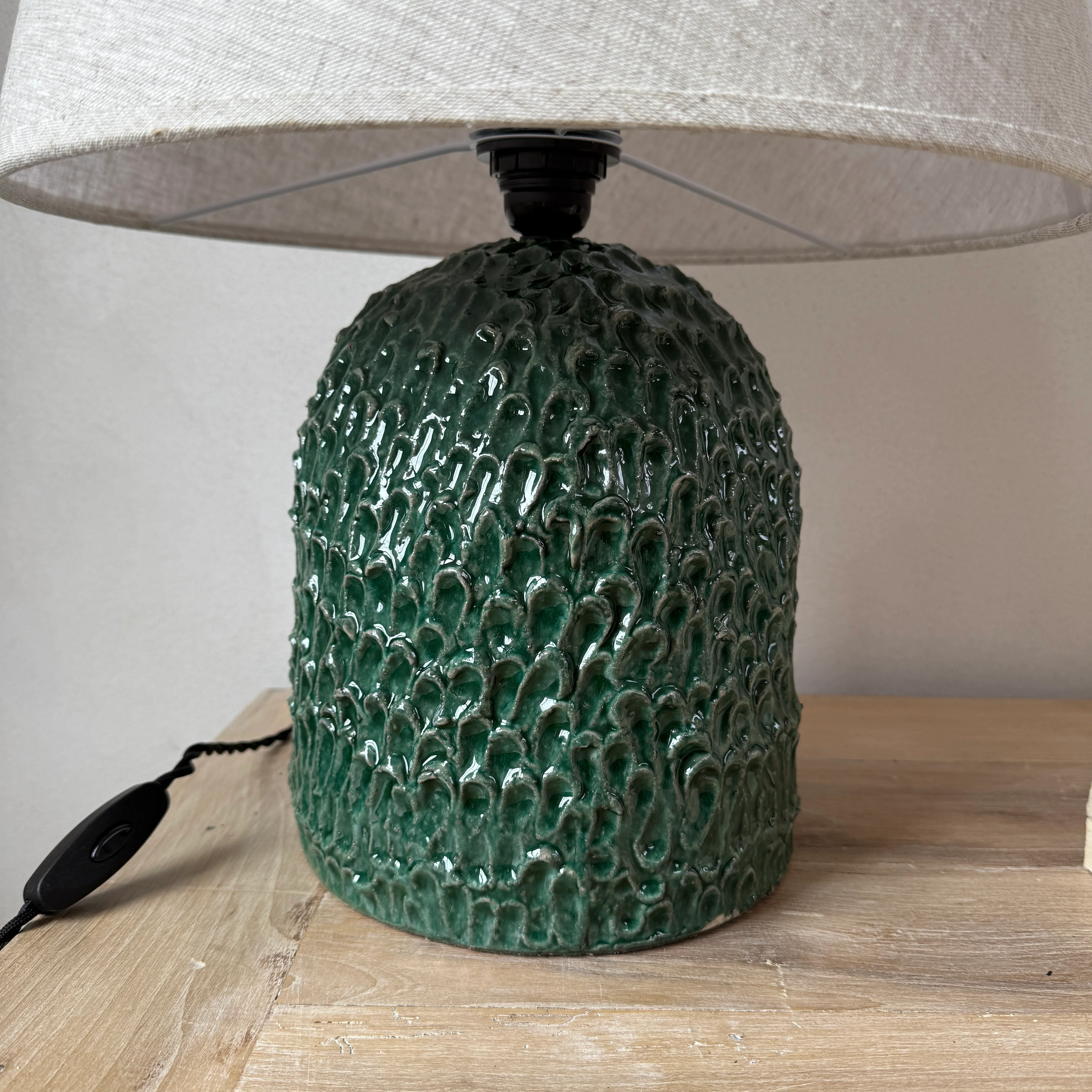 Green Glazed Ceramic Table Lamp - Image 2
