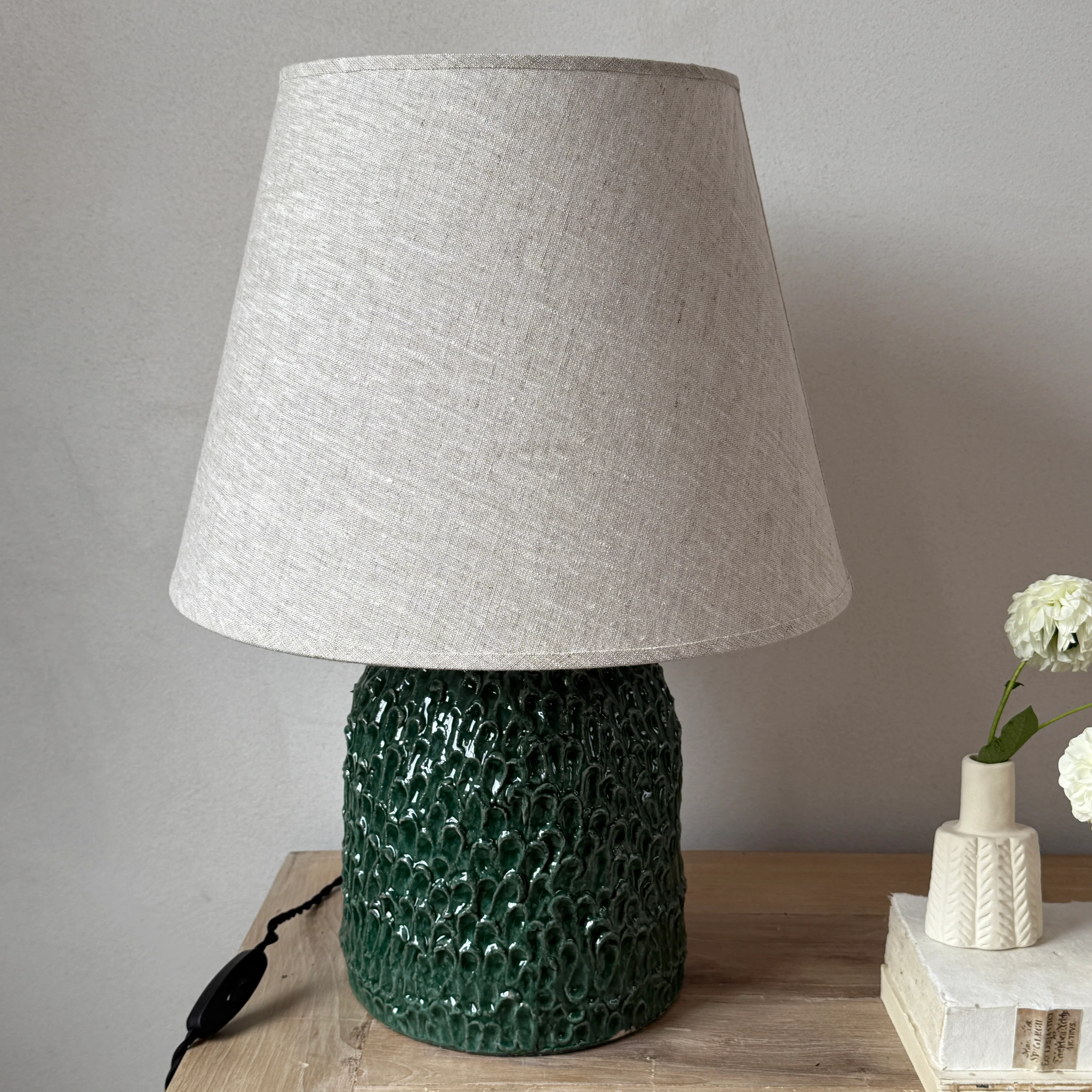 Green Glazed Ceramic Table Lamp - Image 3
