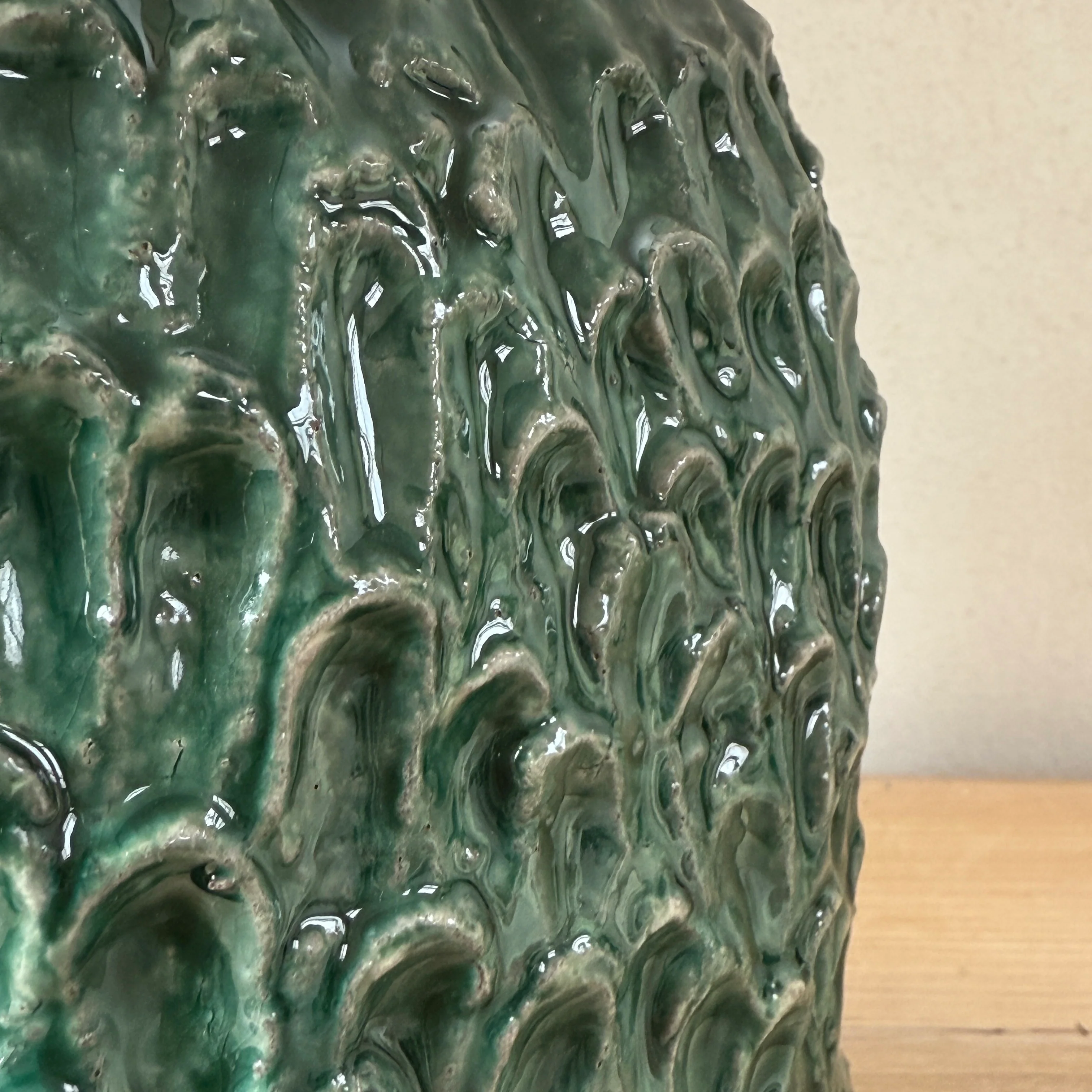 Green Glazed Ceramic Table Lamp - Image 4