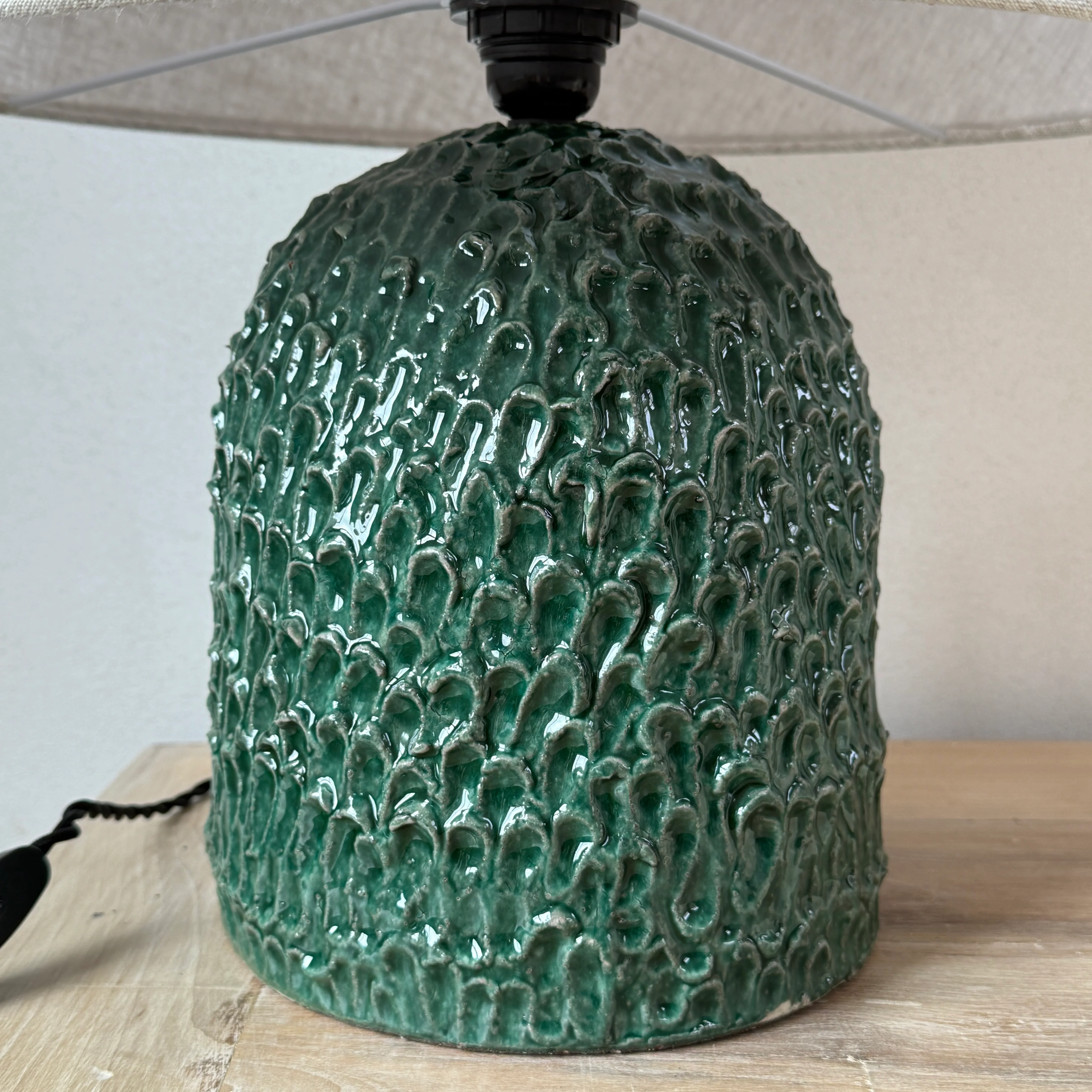 Green Glazed Ceramic Table Lamp - Image 5