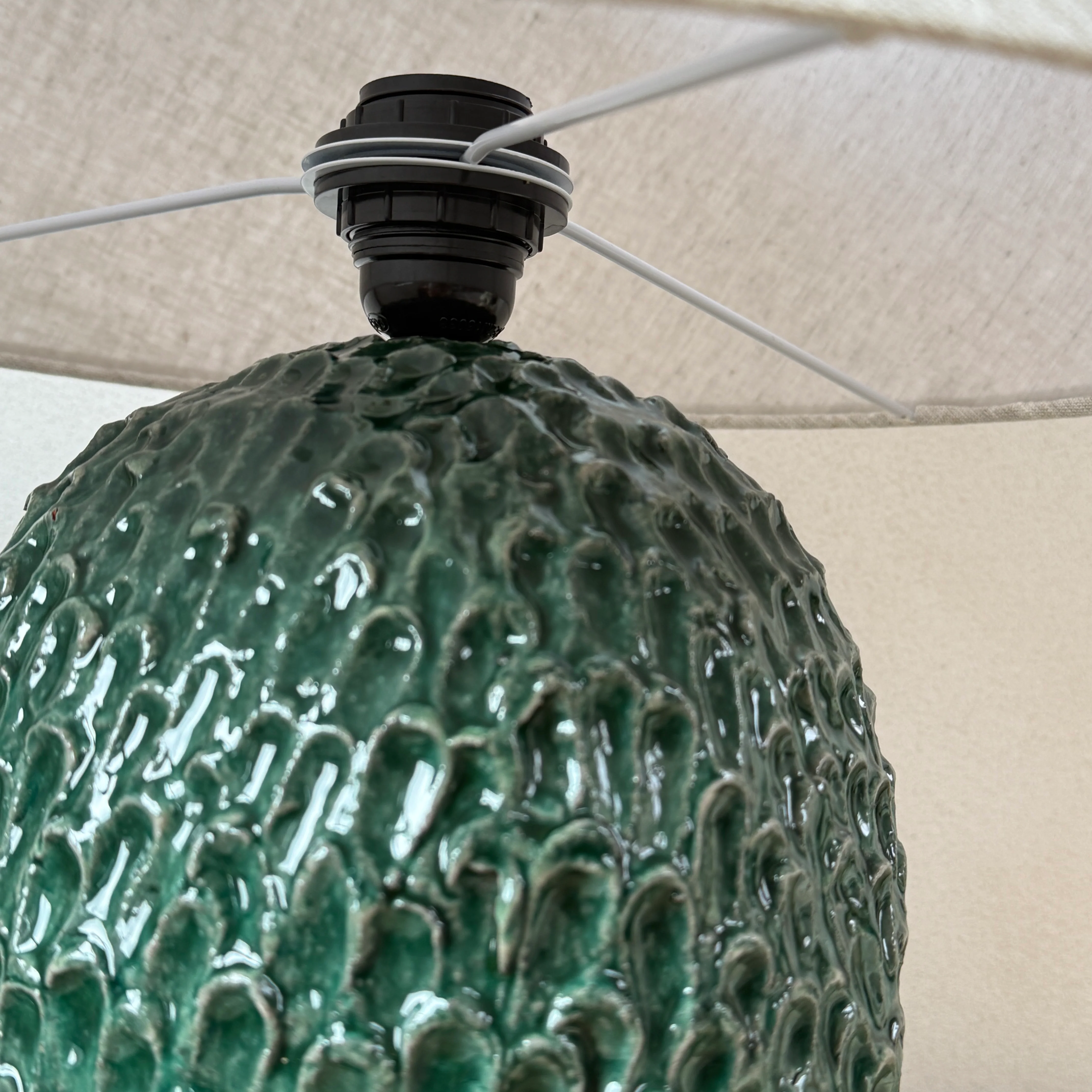 Green Glazed Ceramic Table Lamp - Image 6