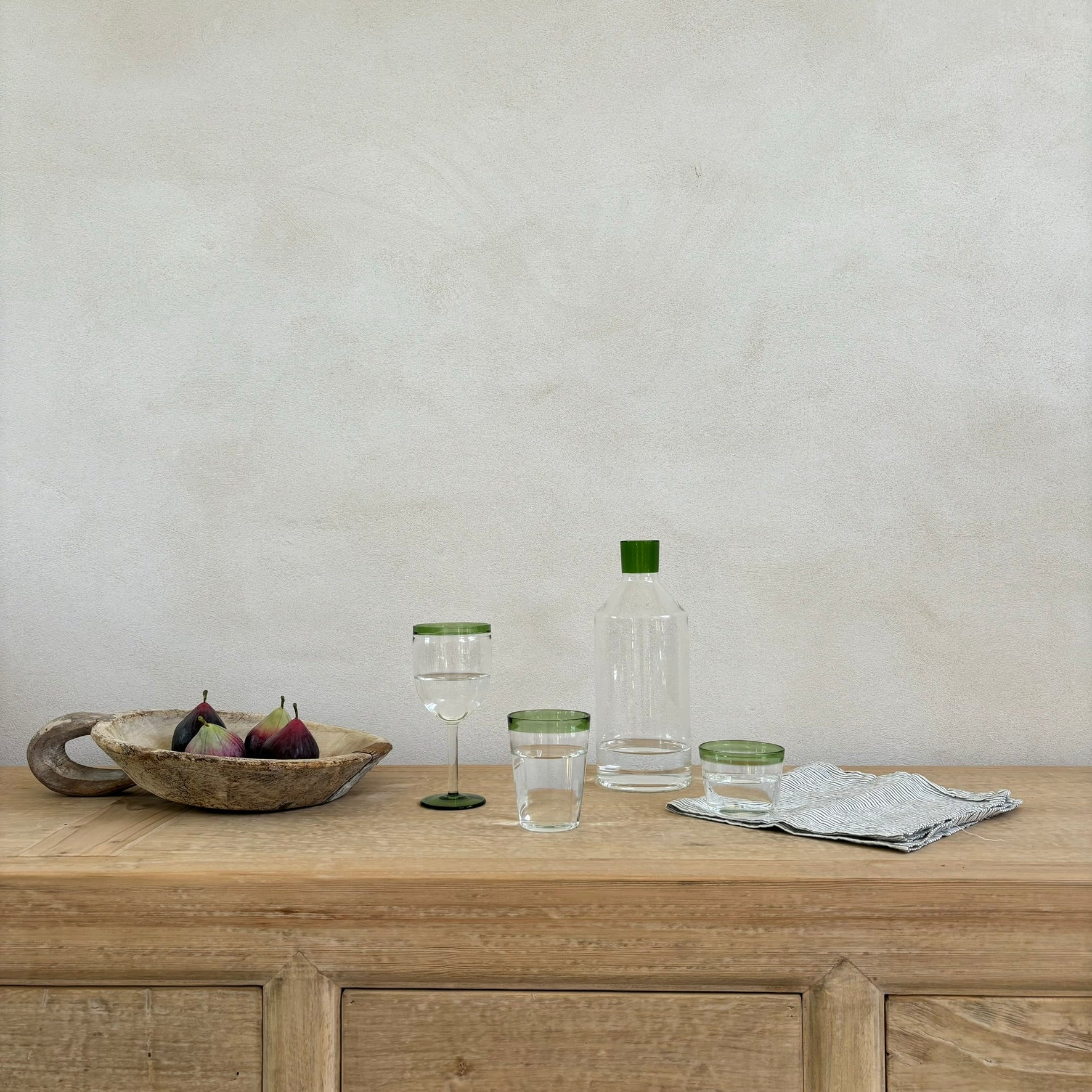 Green rim drinking glass collection - Image 2