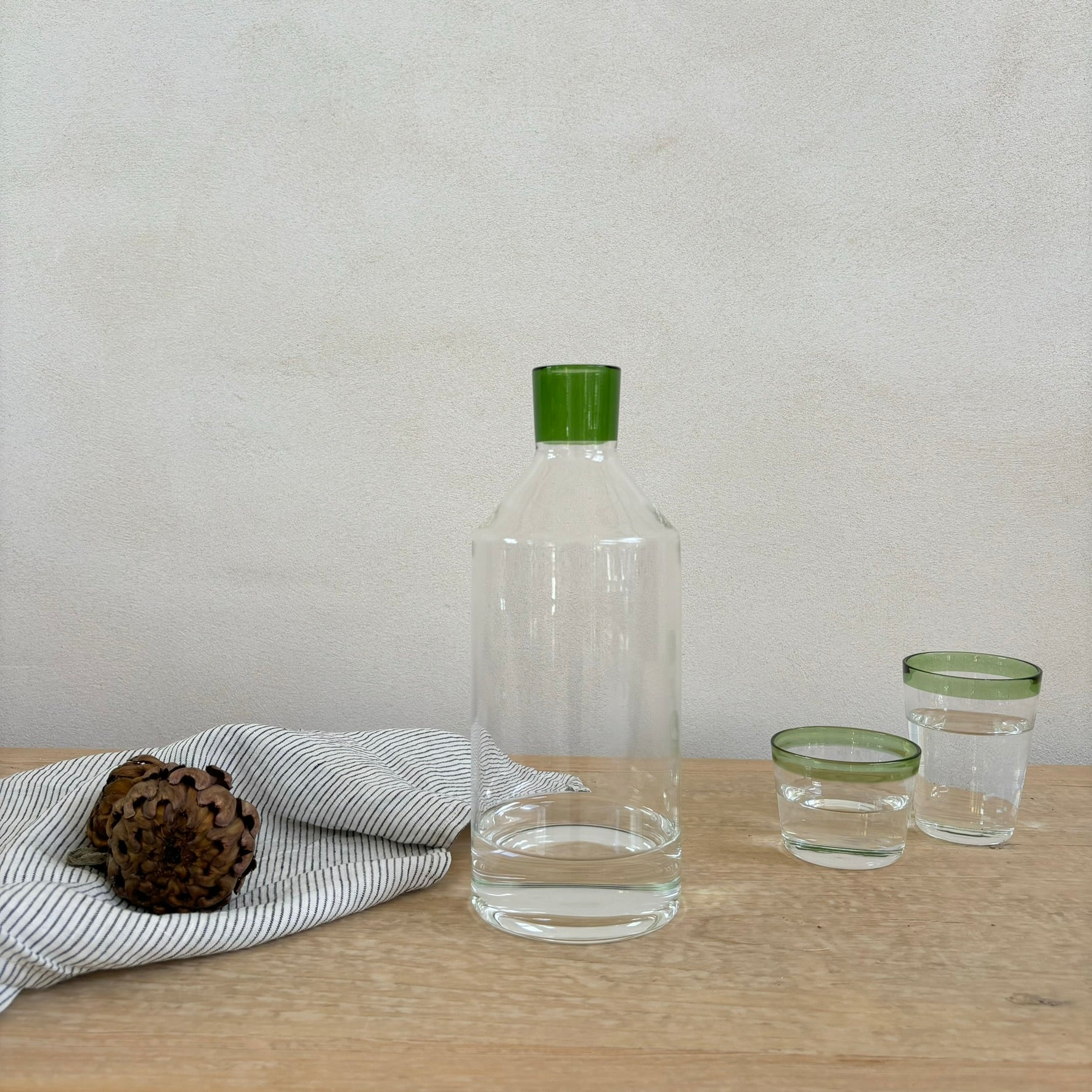 Green rim drinking glass collection - Image 4