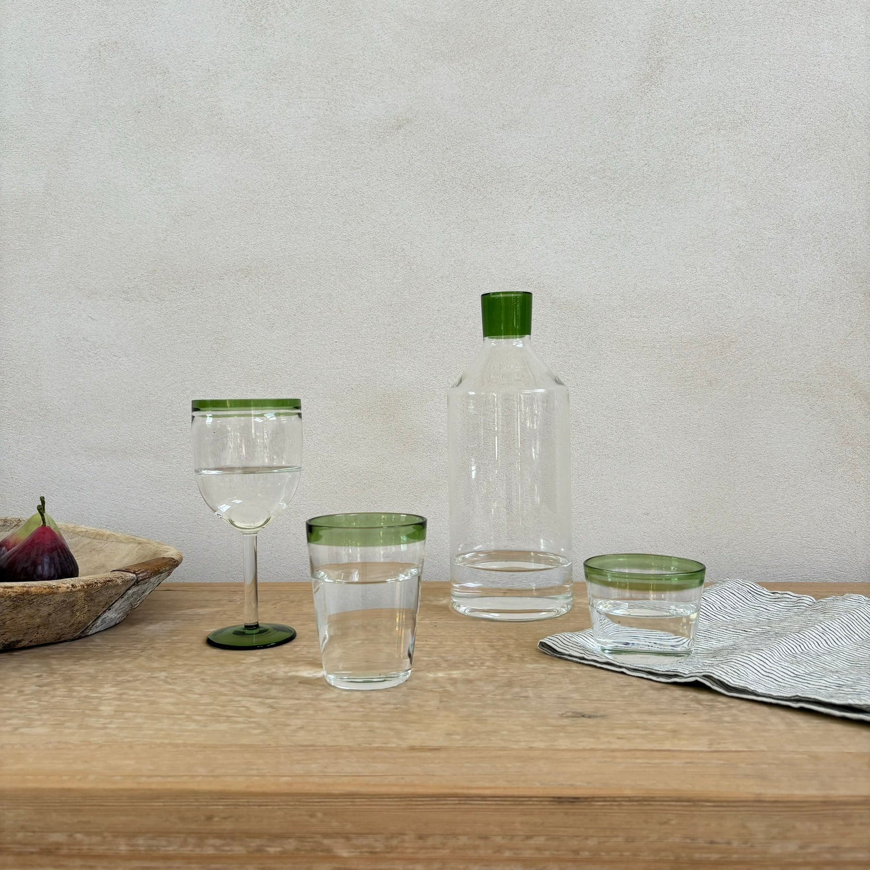 Green rim drinking glass collection - Image 8