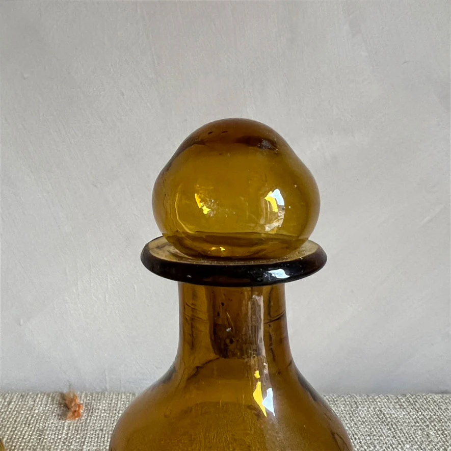 Hand blown Moroccan bottle | Amber - Image 2