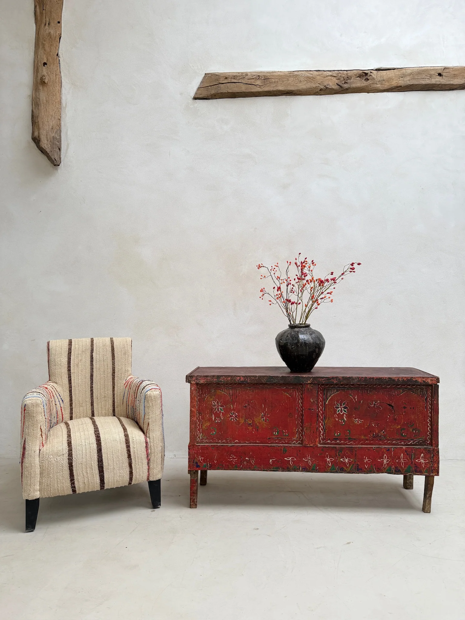 Hand-Painted Antique Marriage Chest | Zandi - Image 4