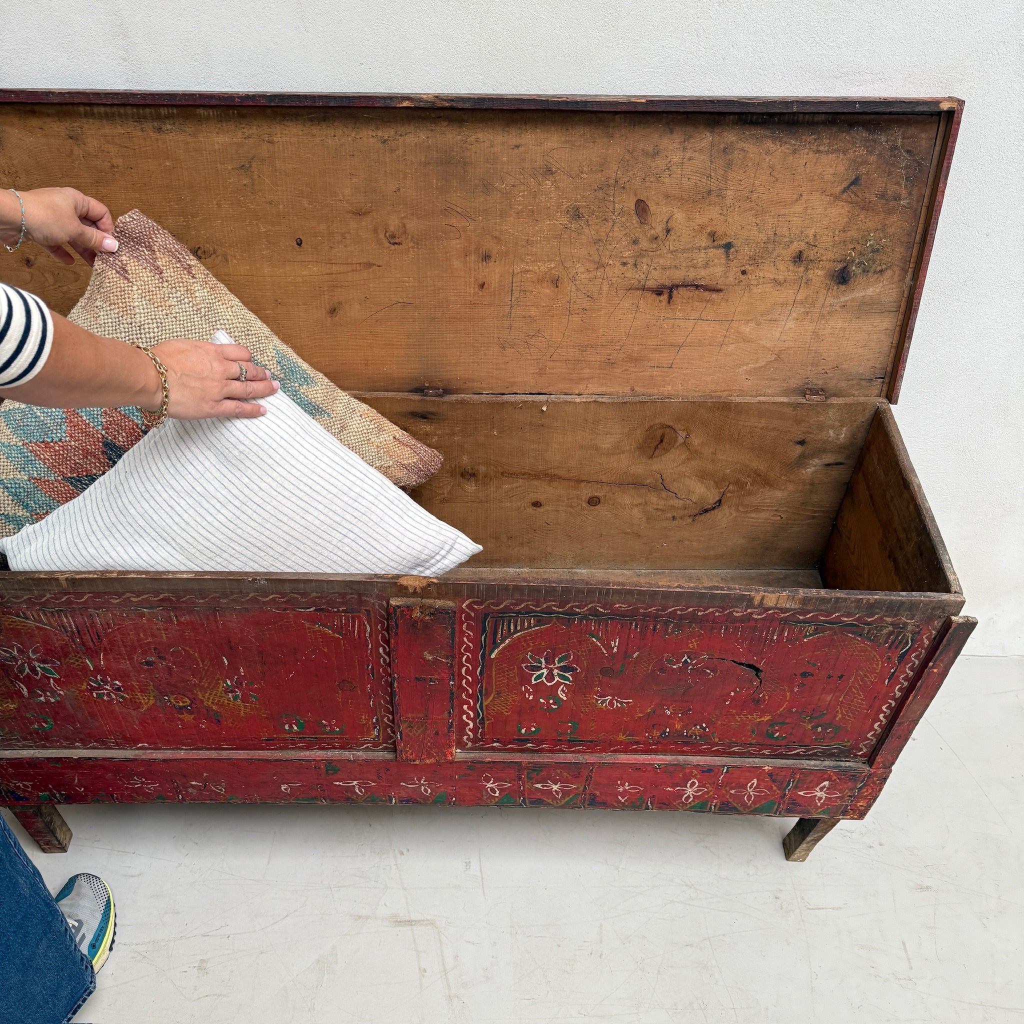 Hand-Painted Antique Marriage Chest | Zandi - Image 5