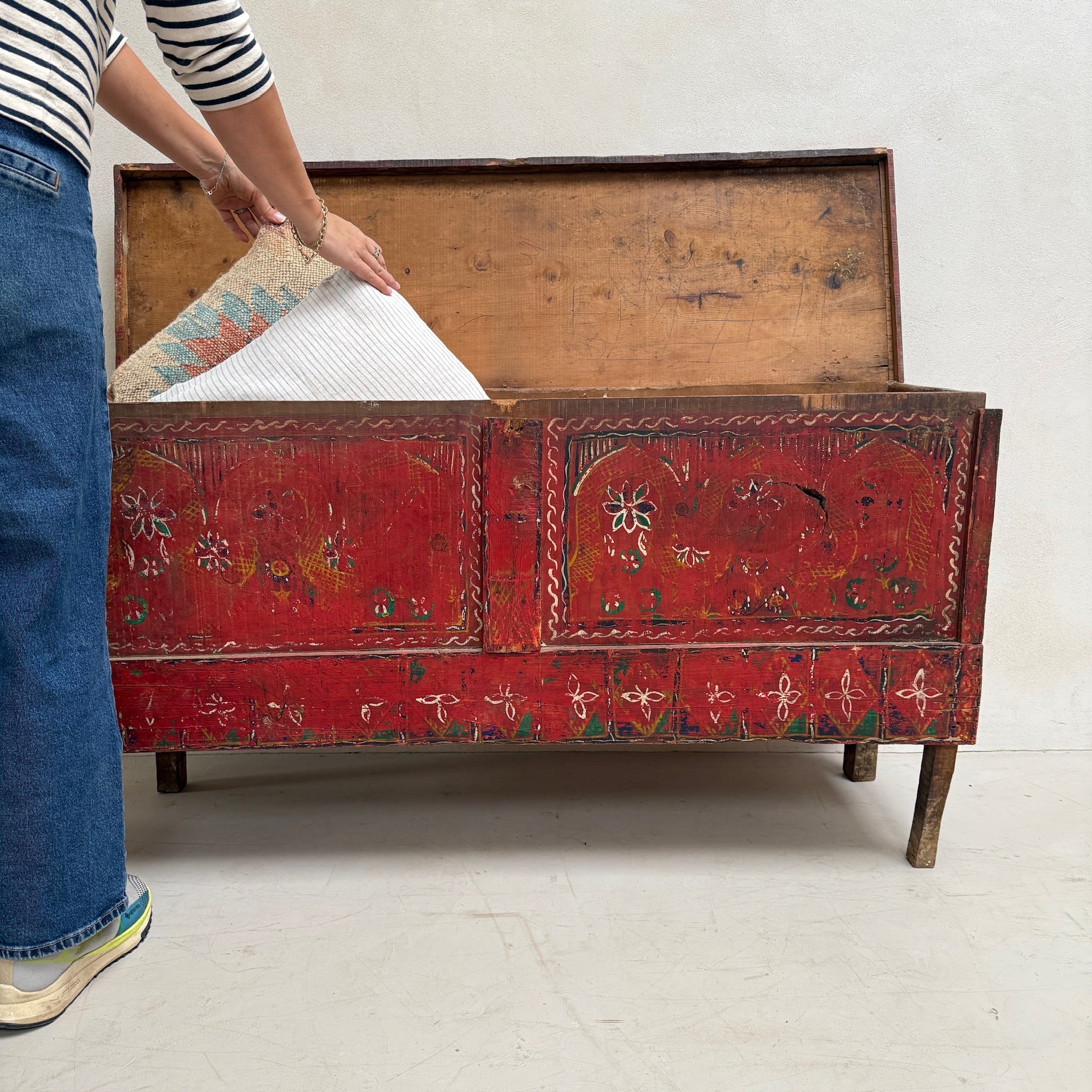 Hand-Painted Antique Marriage Chest | Zandi - Image 6