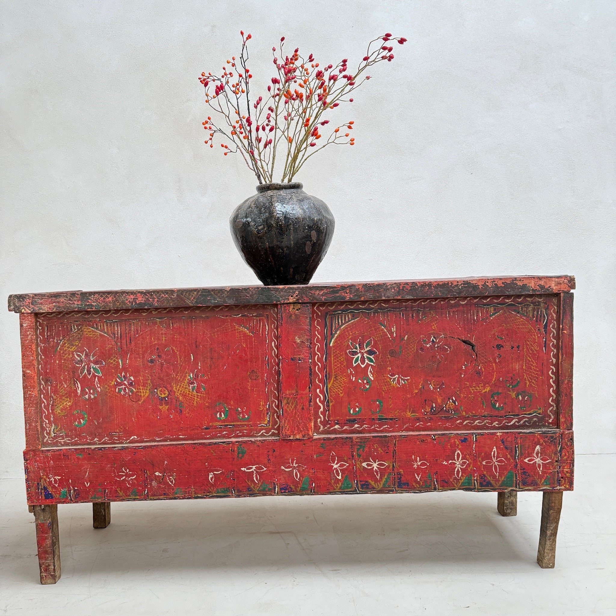 Hand-Painted Antique Marriage Chest | Zandi - Image 8